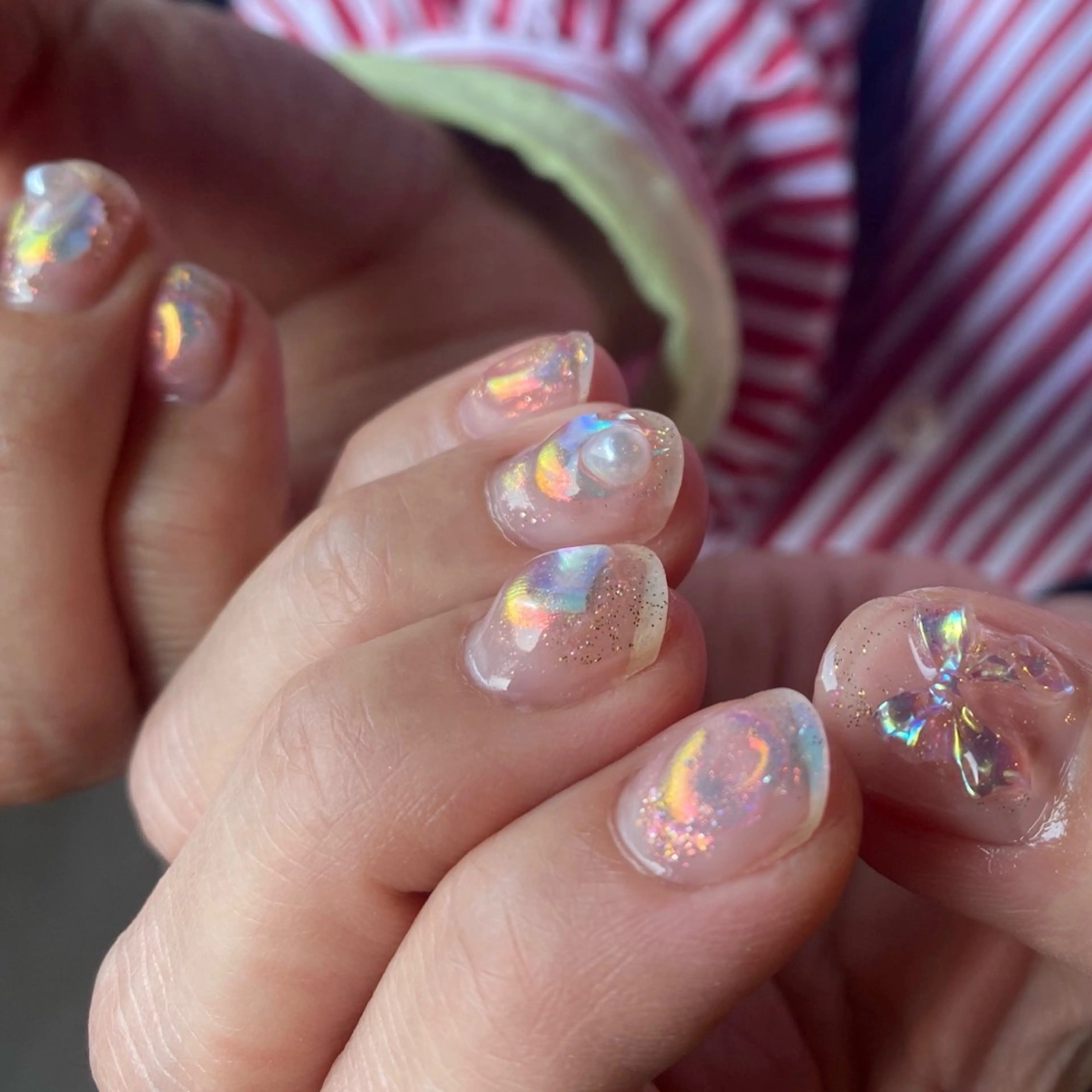 ネイル ミラーネイル ニュアンスネイル ぷっくりネイル 夏ネイル nail amuseのネイルデザイン
