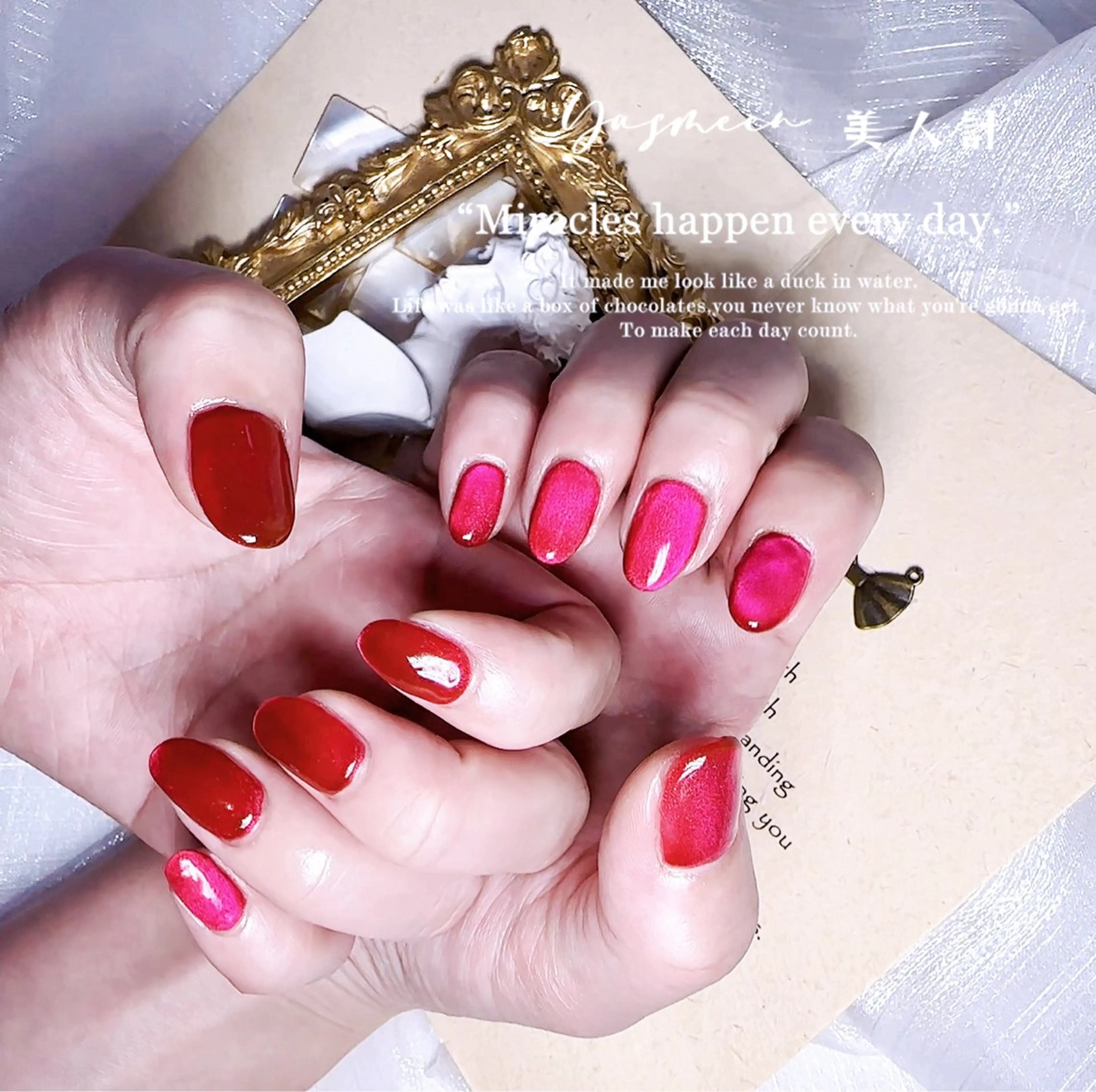 ネイル マグネットネイル マグネットワンカラー ワンカラーネイル 赤色 美人計ネイルサロン所属・中山 美月のネイルデザイン