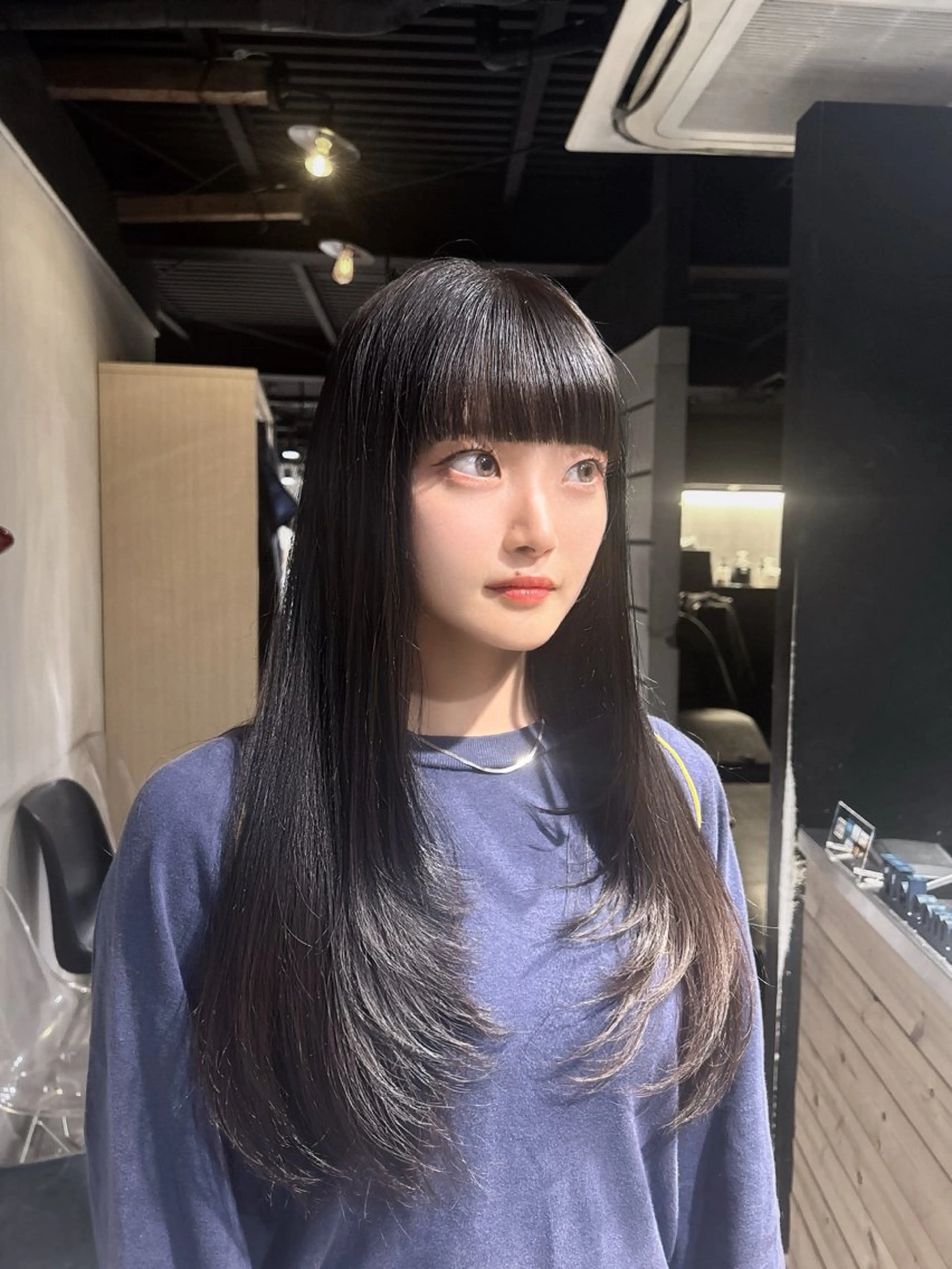 ロング 韓国風カラー 姫カット 韓国風ヘア レイヤーカット ワンホンレイヤー MEI🎀垢抜けカラ ー🎀韓国styleのヘアスタイル