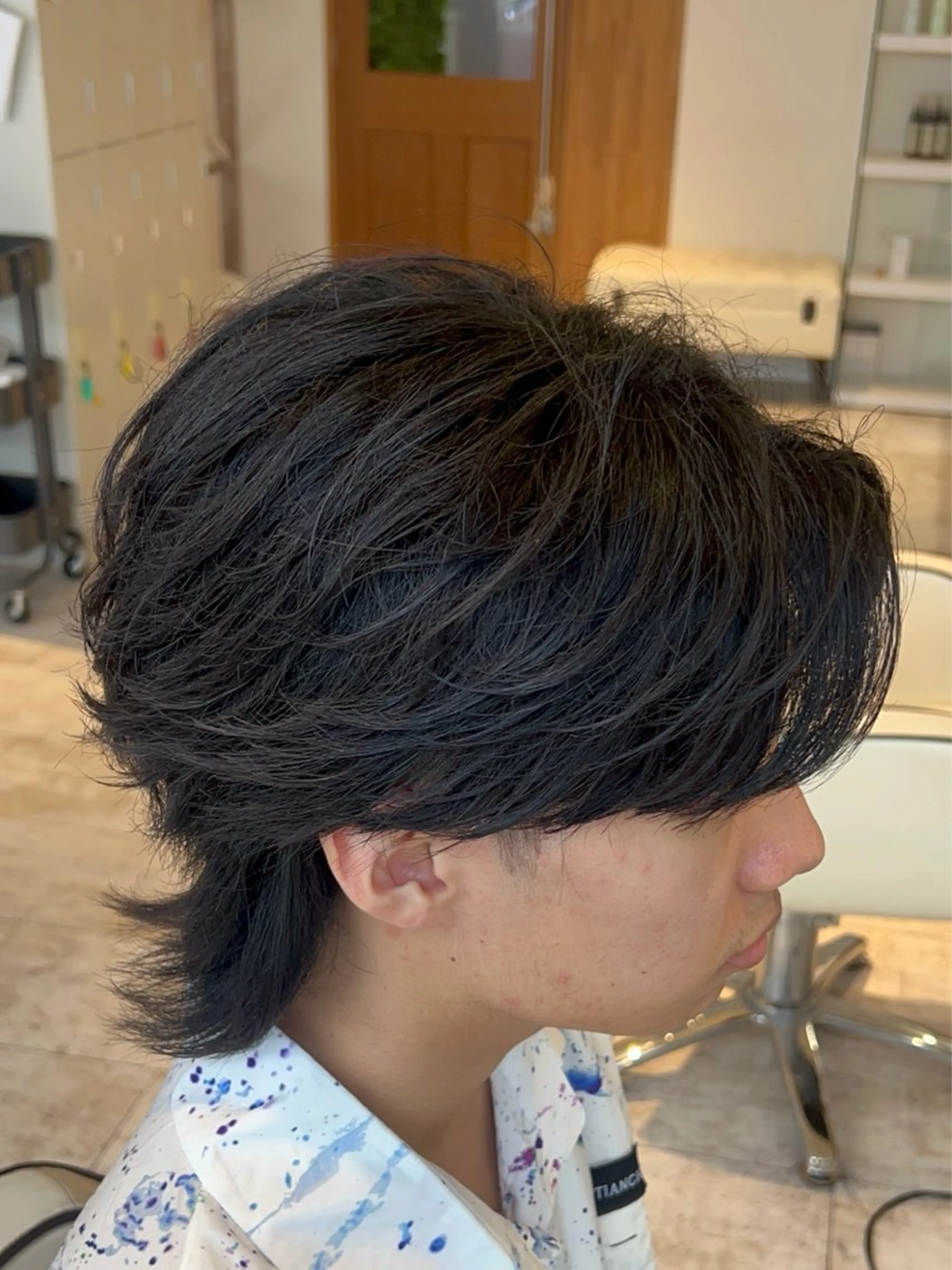 パーマ メンズ 難波/メンズウルフ・ フェザーパーマ鶴田文のヘアスタイル