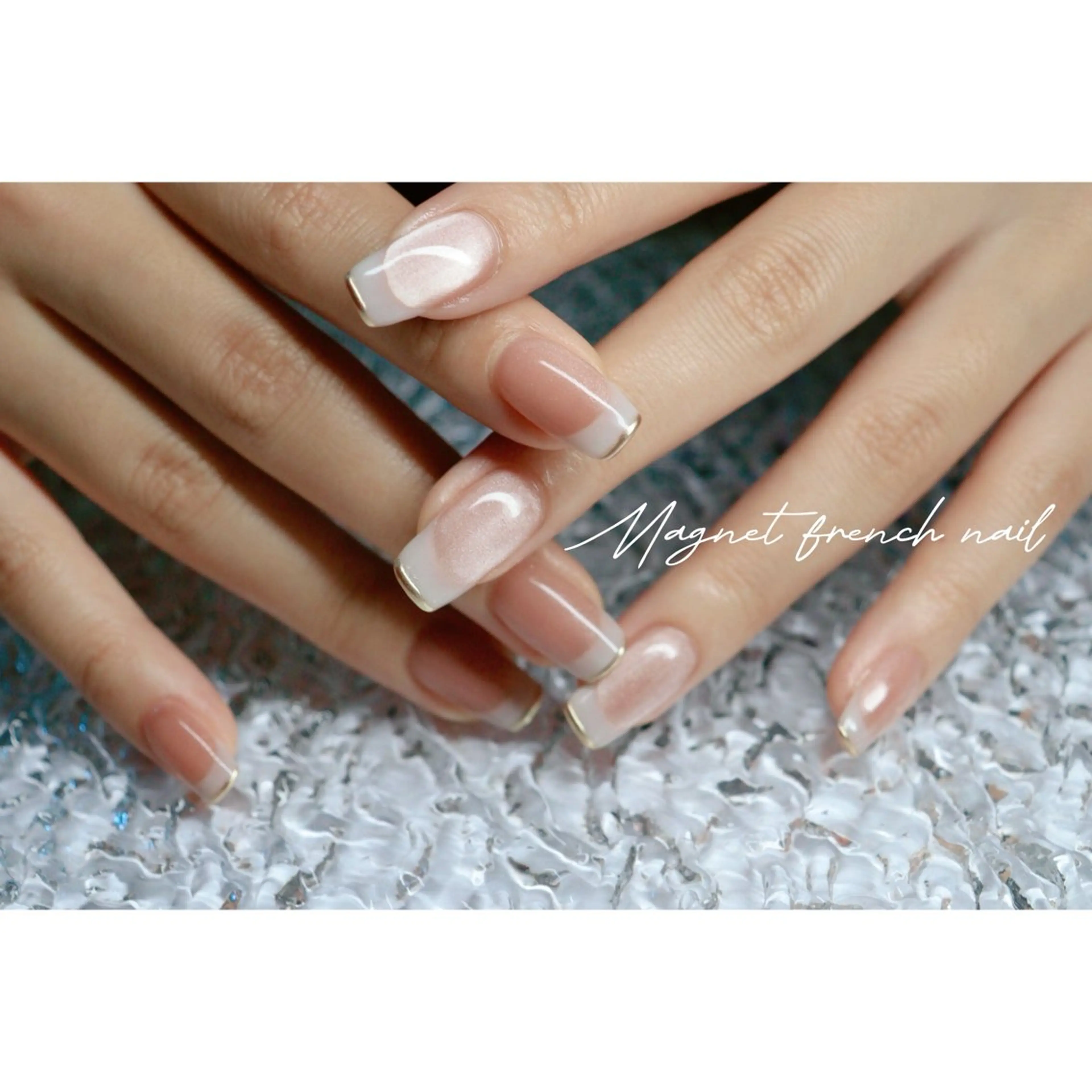 ネイル フレンチネイル マグネットネイル マグネットフレンチ ハンドネイル ハンドケア mapple nailのネイルデザイン