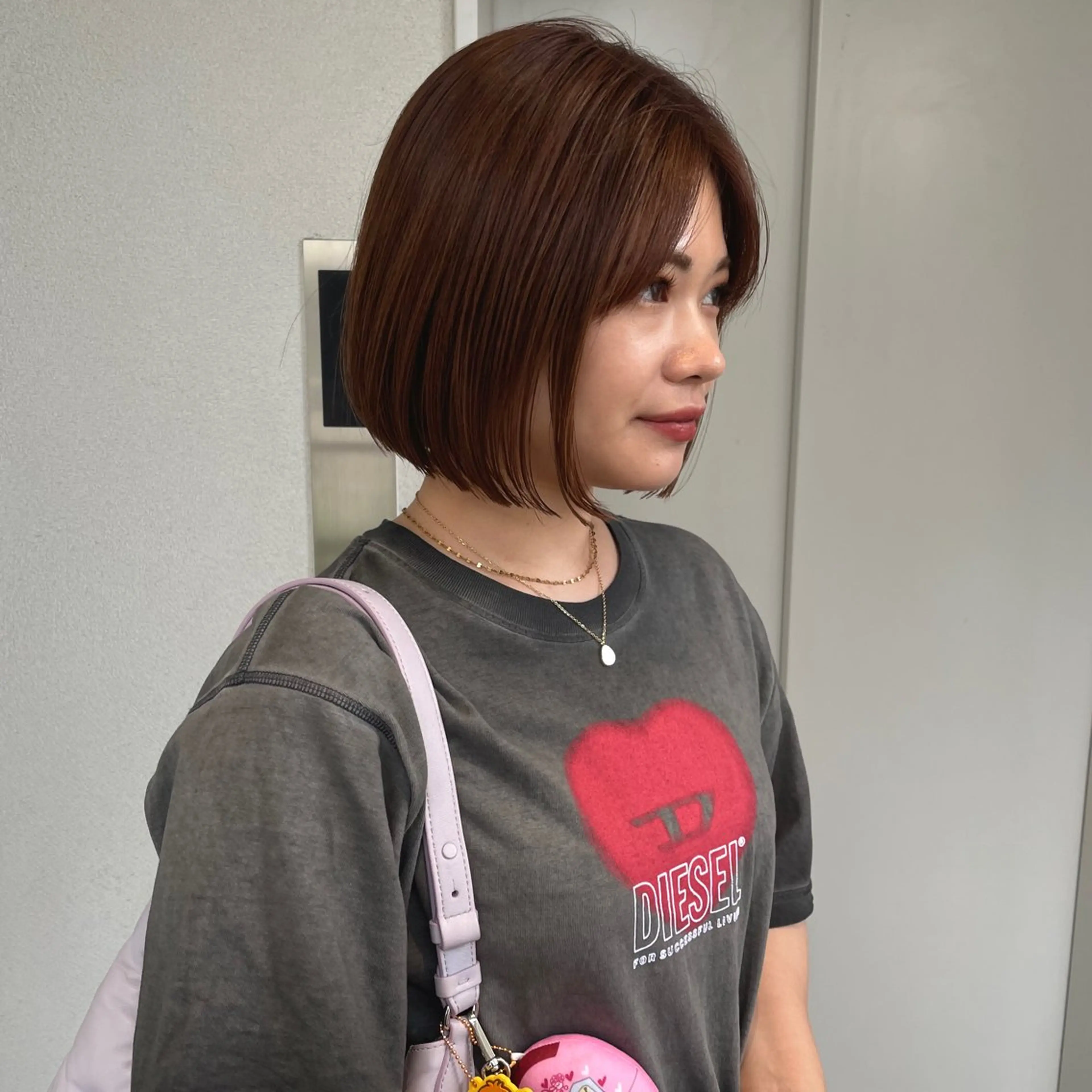 ミディアム casane所属・暖色・前髪カット 🎗️佐藤ゆみこのヘアスタイル