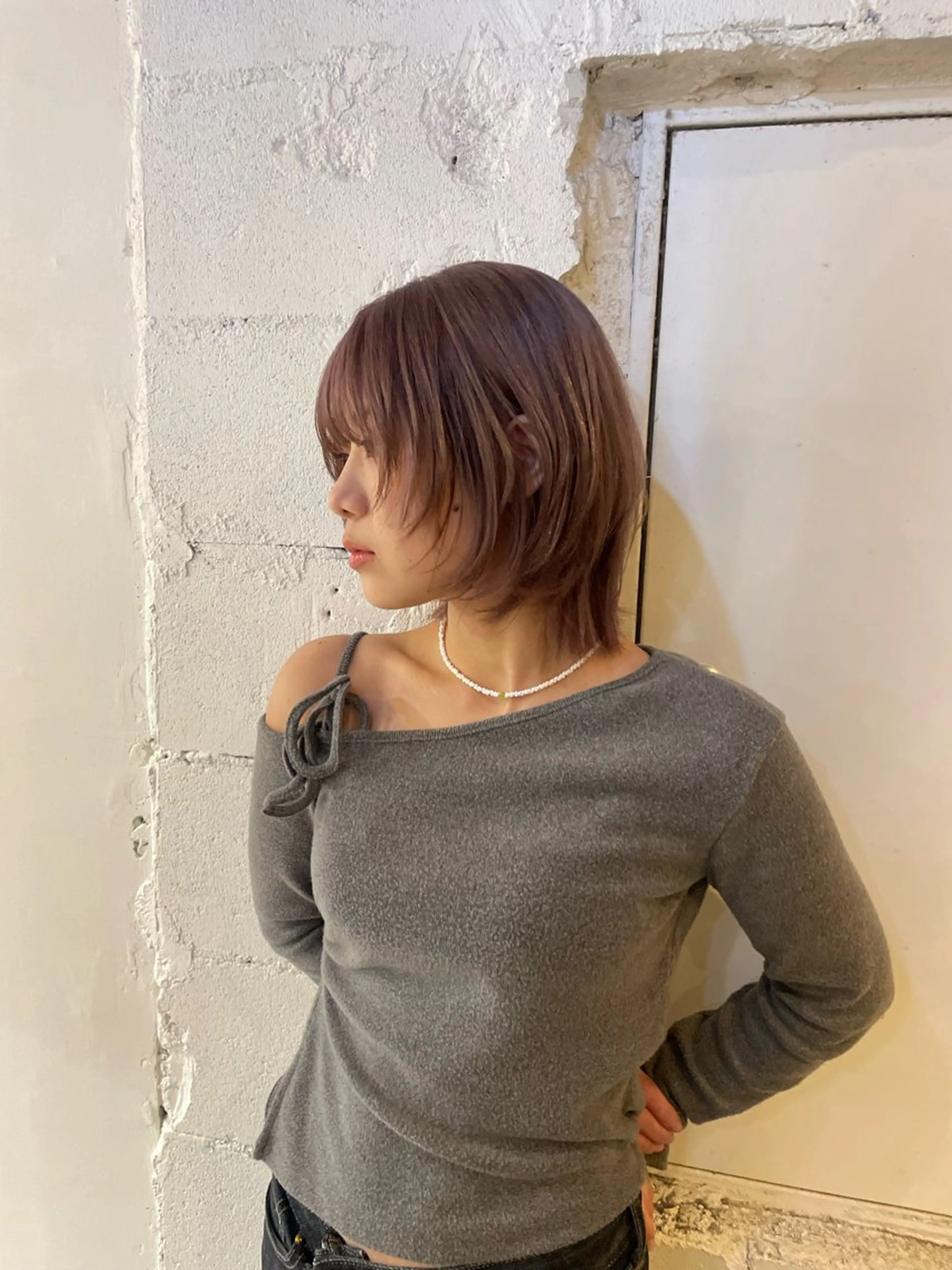 ミディアム カラー RIN／韓国ヘア レイヤーカットのヘアスタイル