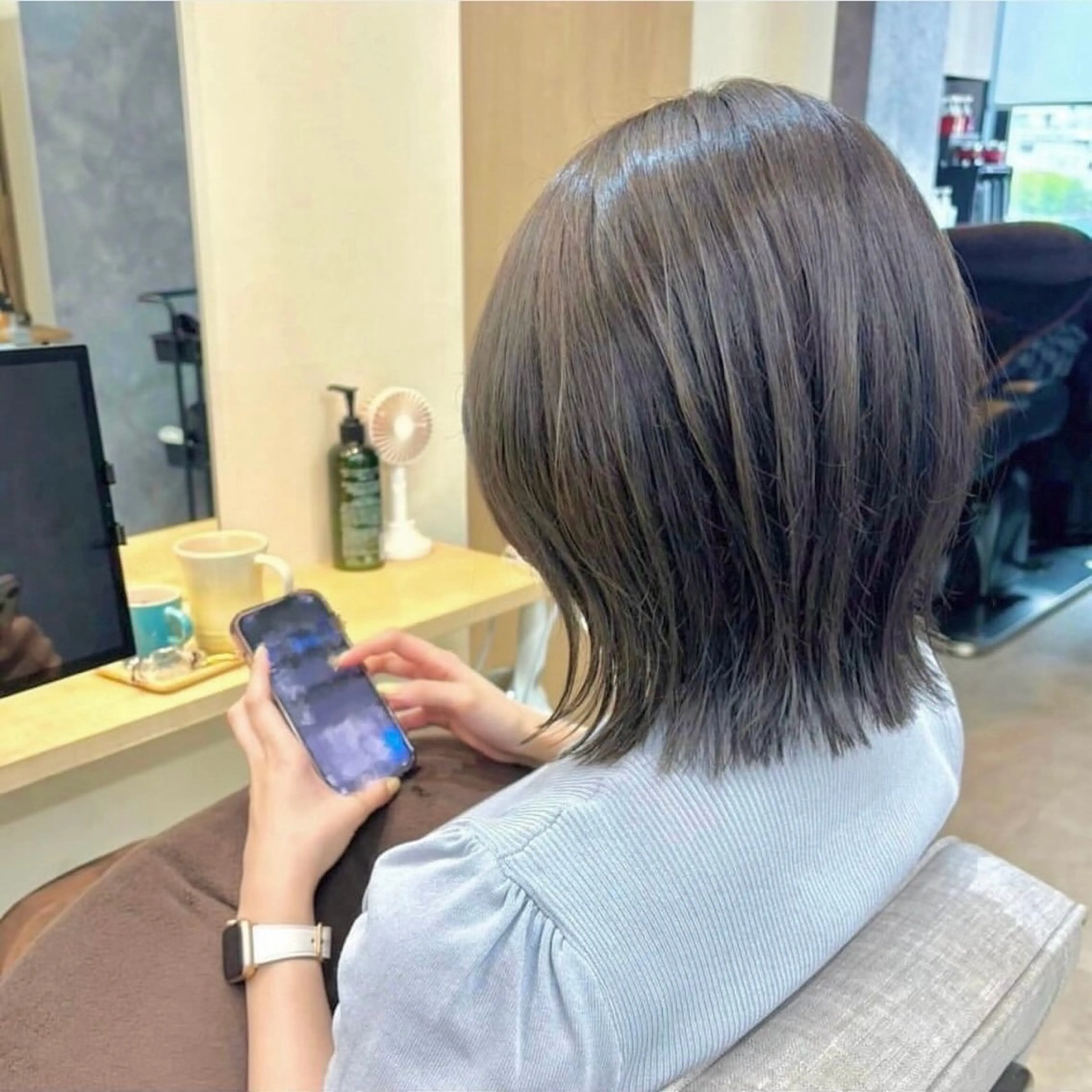 ミディアム カット ヘアカラー トリートメント 桜木町2分/くびれ /ボブ/ナチュラルのヘアスタイル