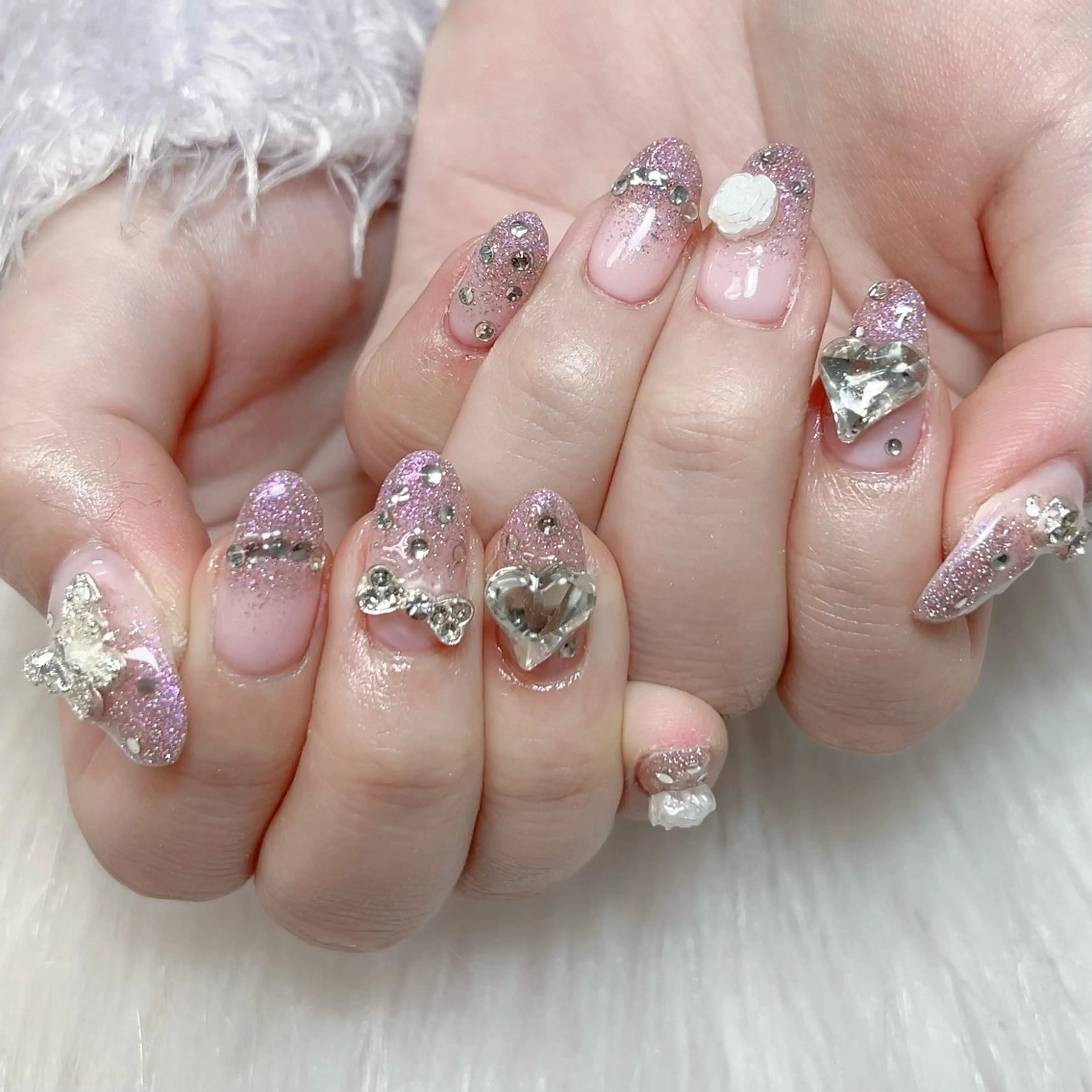 メンズ ネイル メンズ韓国風 アートネイル オーロラネイル ガーリー キラキラネイル ハンドネイル Nail salon 木にいるのネイルデザイン