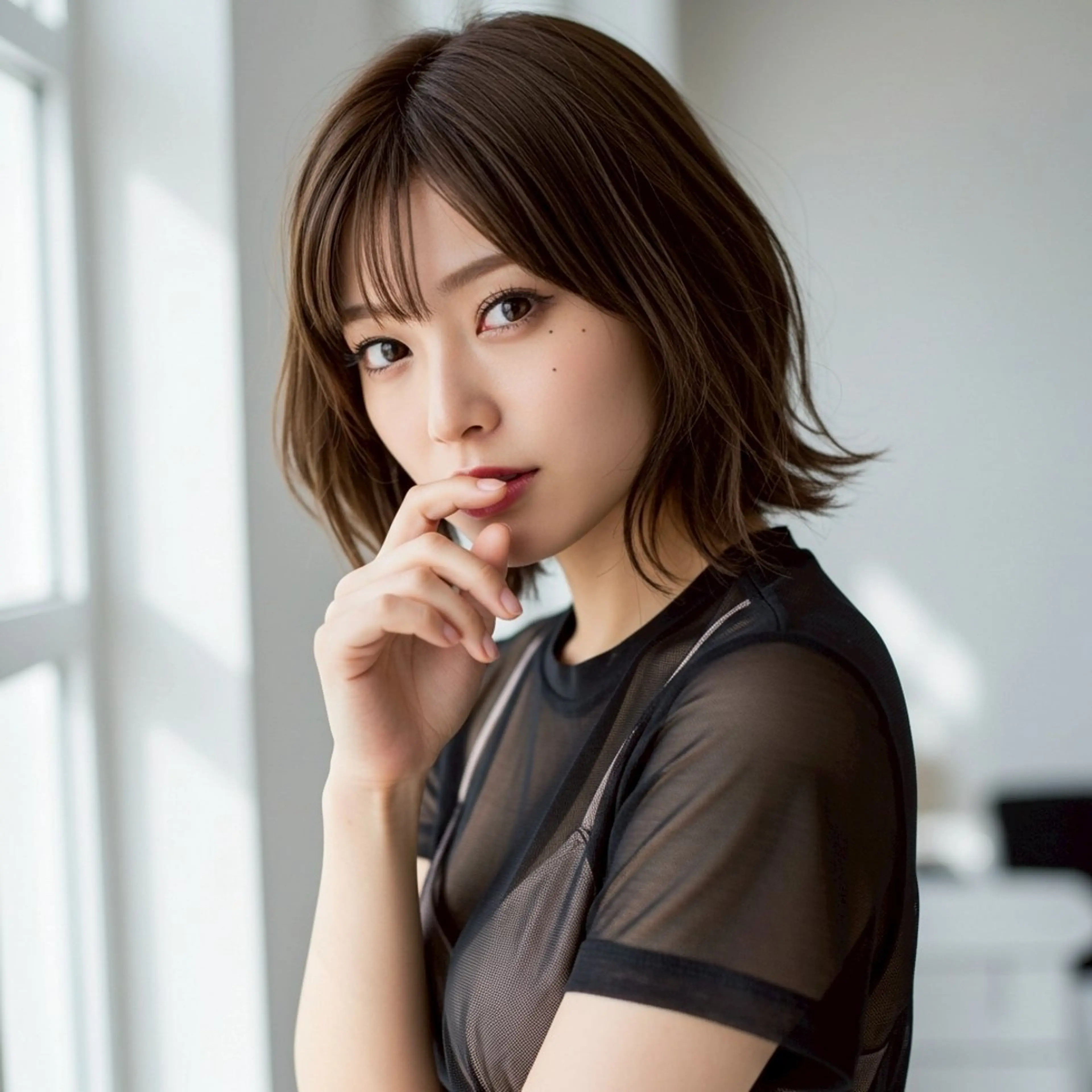 ミディアム 鈴木 優里花のヘアスタイル
