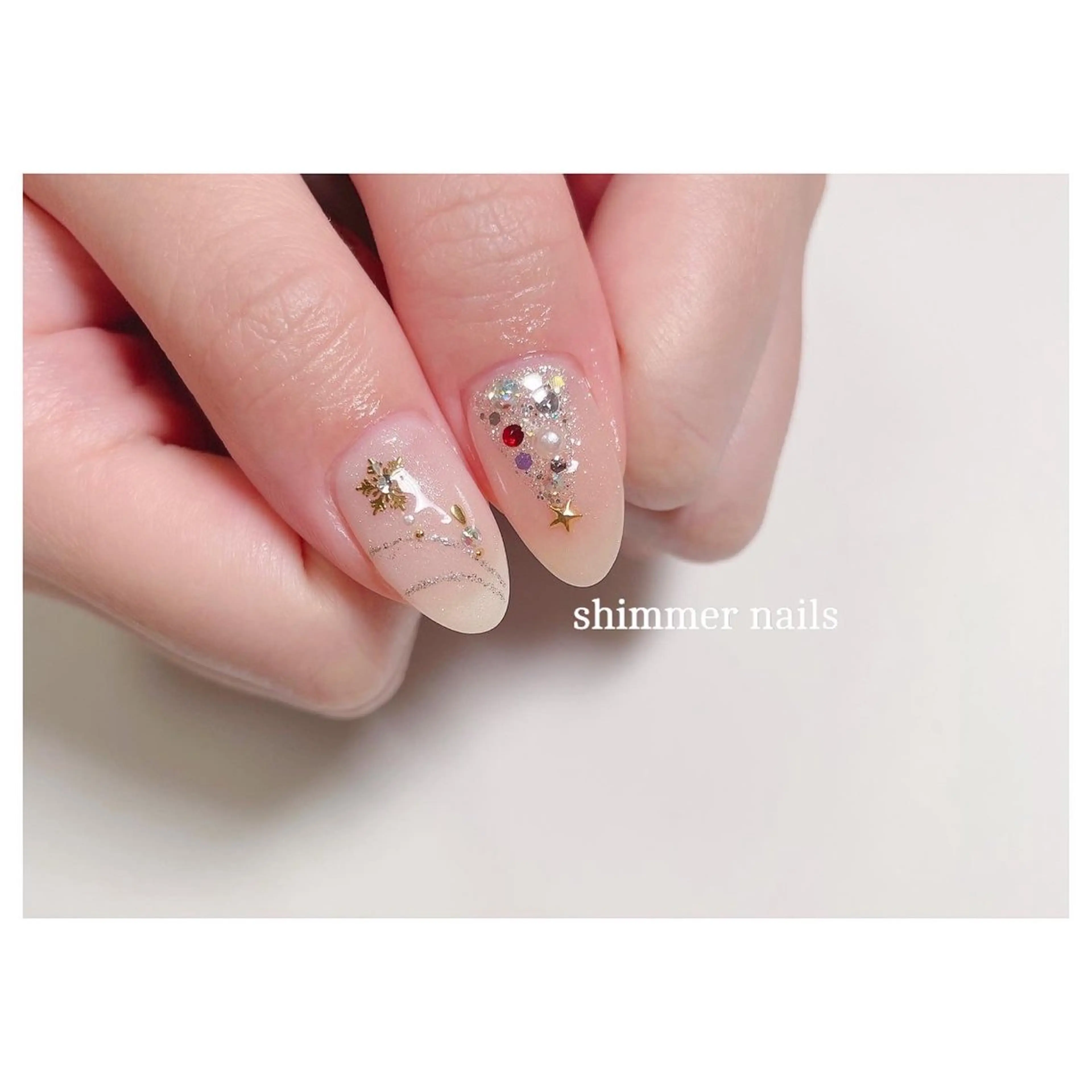 ネイル 冬ネイル クリスマス shimmer nailsのネイルデザイン