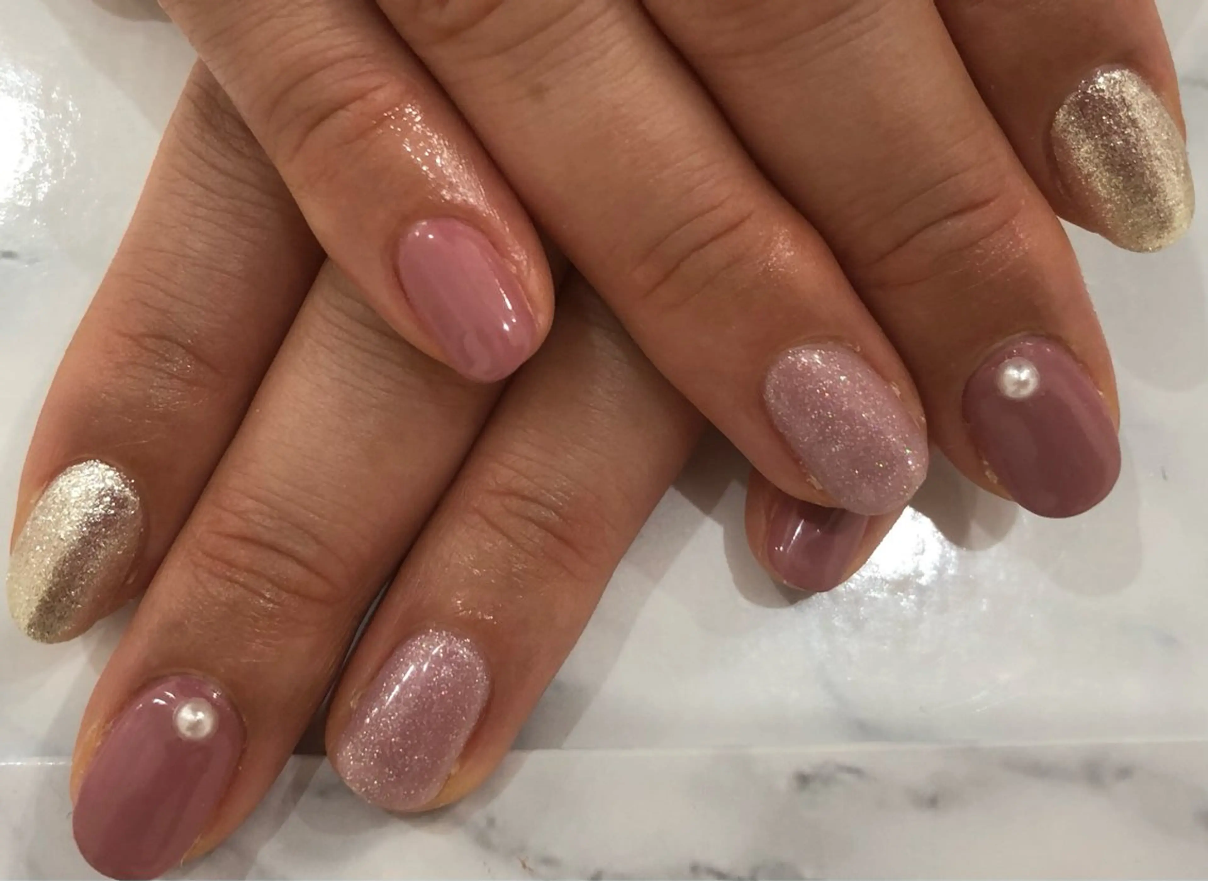 ネイル ラメ(グリッター) ピンク M&Y nailsalonのネイルデザイン