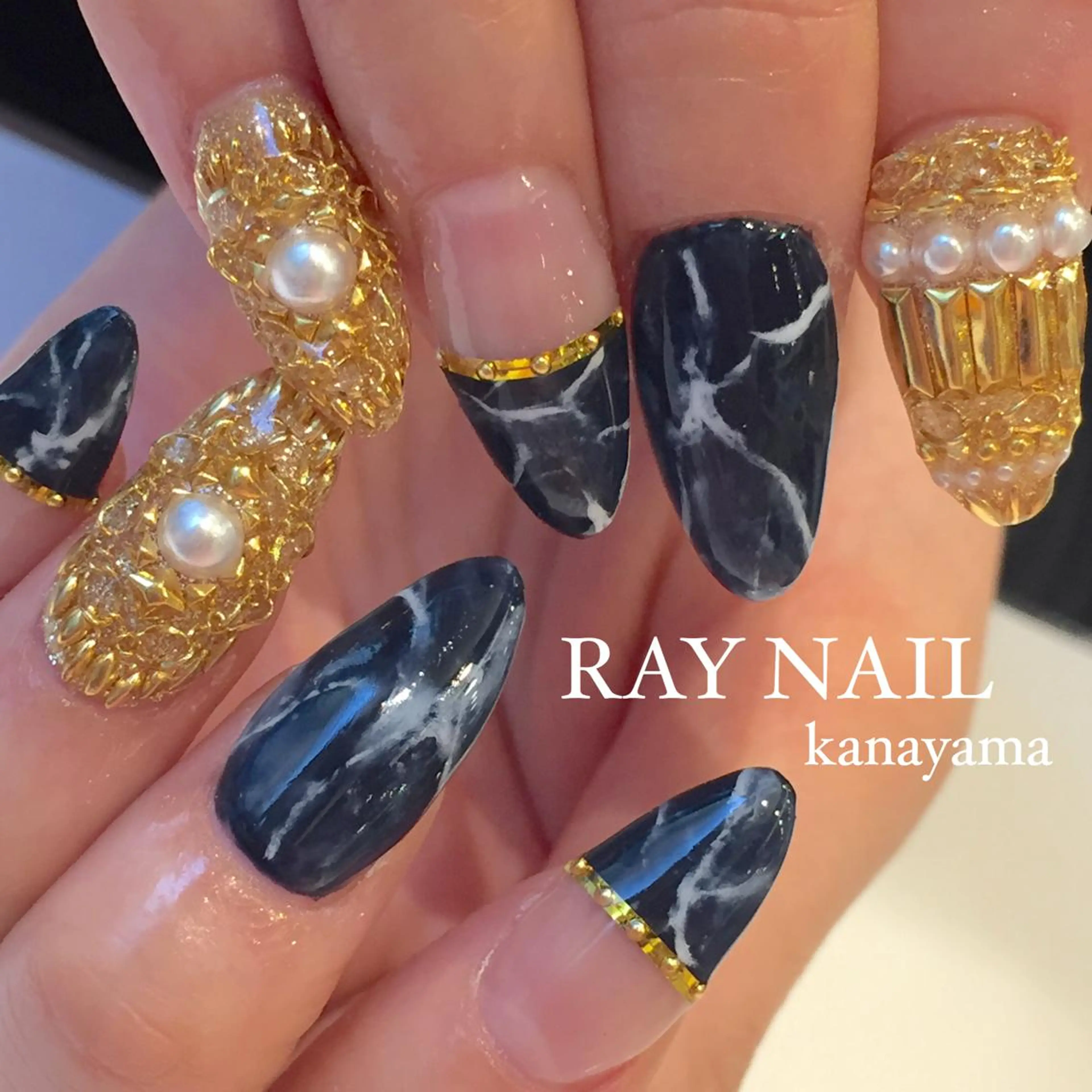 ネイル 大理石ネイル(マーブル) ハンドネイル Arowa 伊田のネイルデザイン