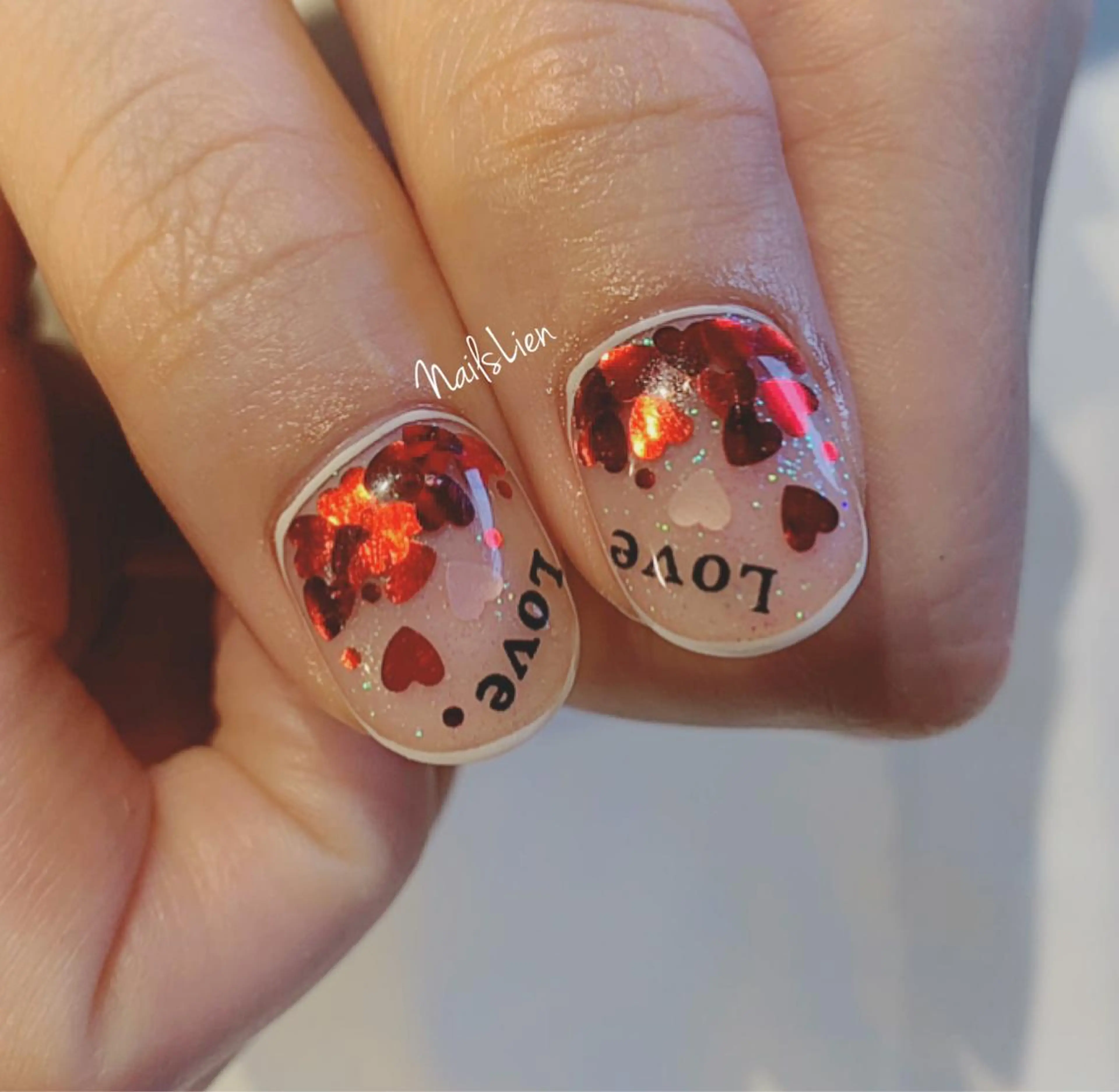 ネイル アートネイル ハート バレンタイン 冬ネイル 凛 リンのネイルデザイン