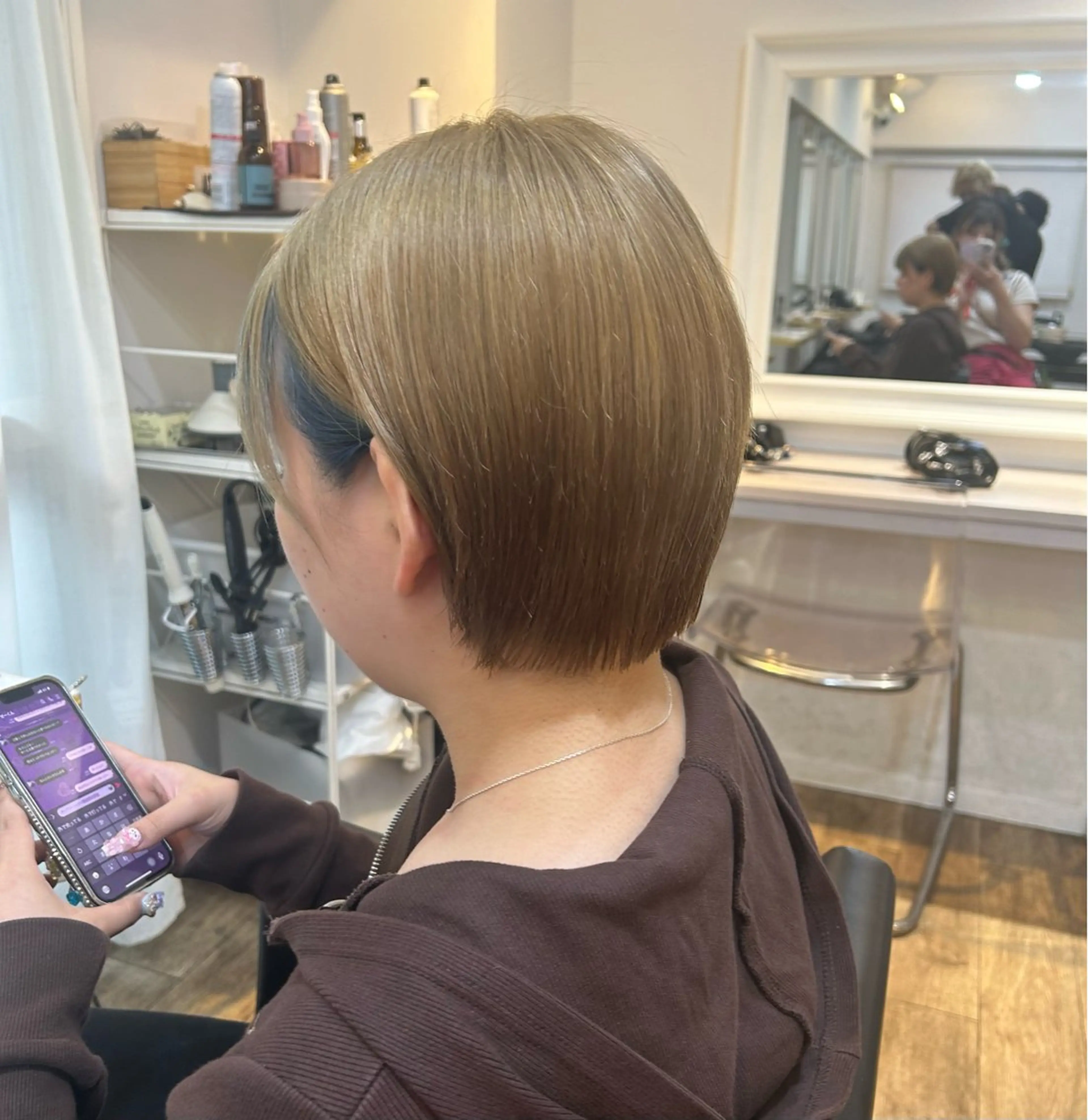 ショート ショートボブ ボブ くびれヘア 顔周りカット 韓国風ヘア ブリーチなしベージュ /ヘアセット/ミユのヘアスタイル