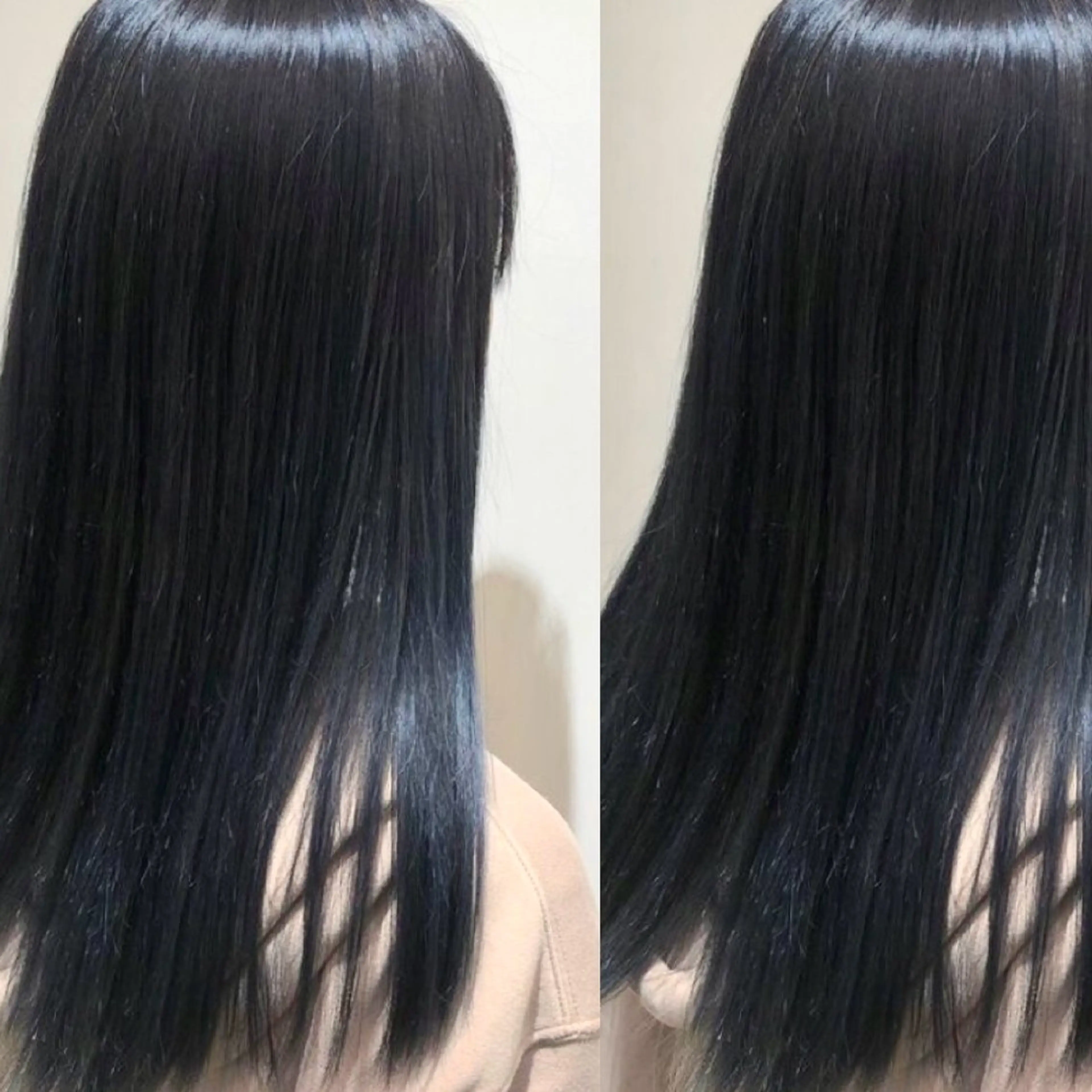 ロング カラー 黒髪 ブルーカラー ブルーブラック ヘアカラー トリートメント 🌊海外ハイライト リタッチ/グレー系のヘアスタイル