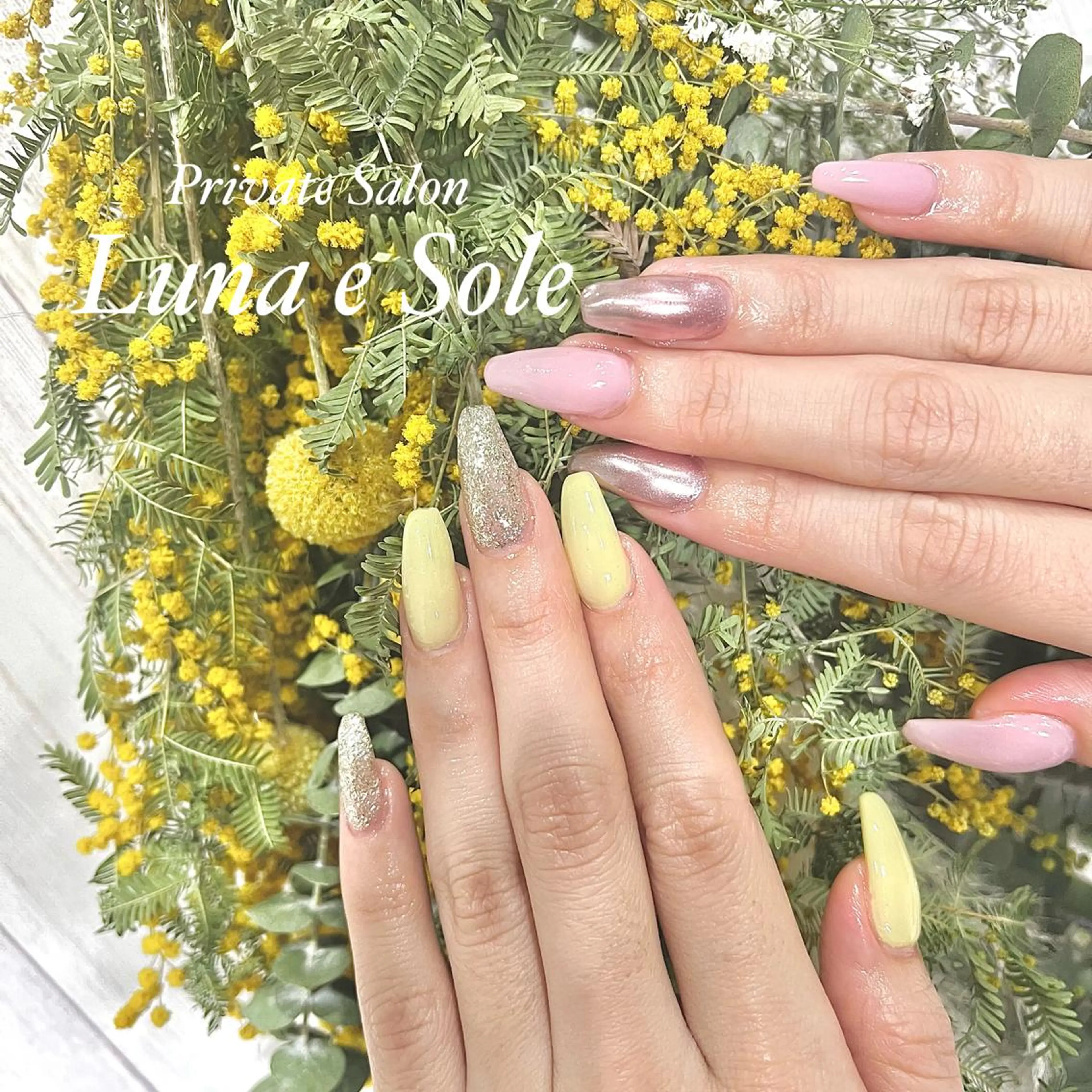 ロング ネイル ミラーネイル Luna e  Soleのネイルデザイン