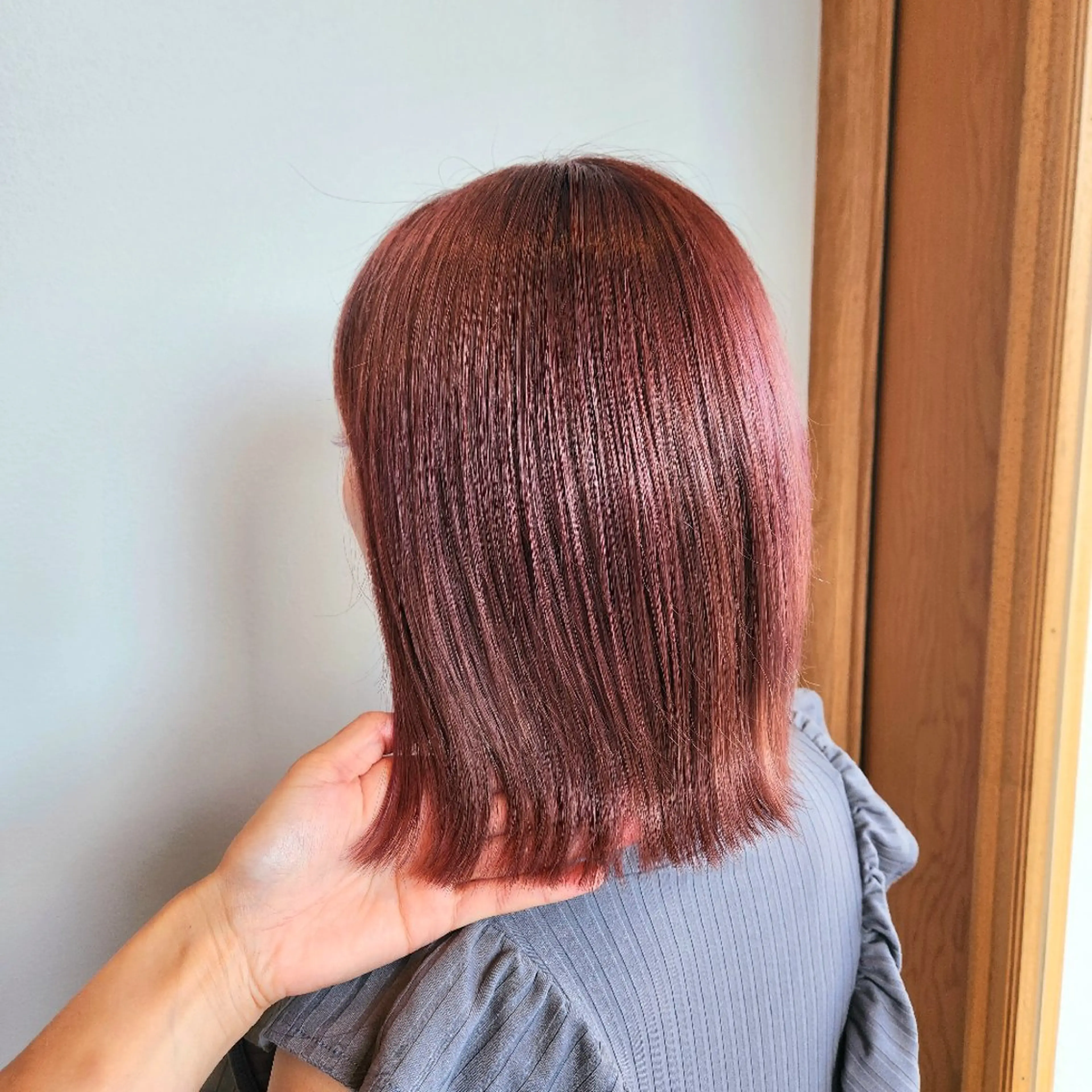 ミディアム カラー ベージュカラー ピンクカラー ピンクベージュ くびれヘア O.hair designers所属・シールエクステ🎀 ホシノ🕒ユウカのヘアスタイル
