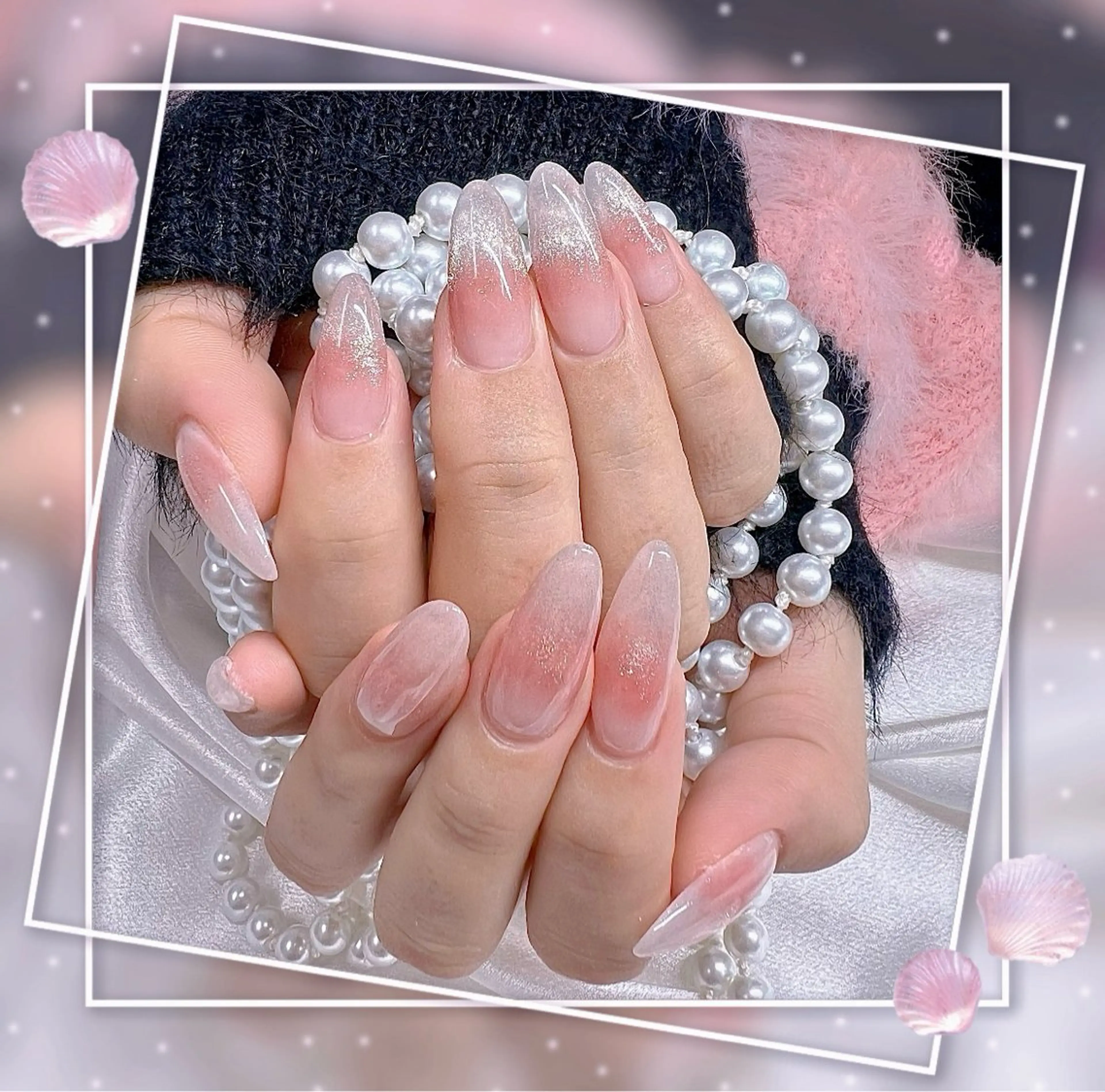 ネイル グラデーション キラキラネイル 韓国ネイル マグネットネイル ピンク ハンドネイル Chill Nailsalonのネイルデザイン