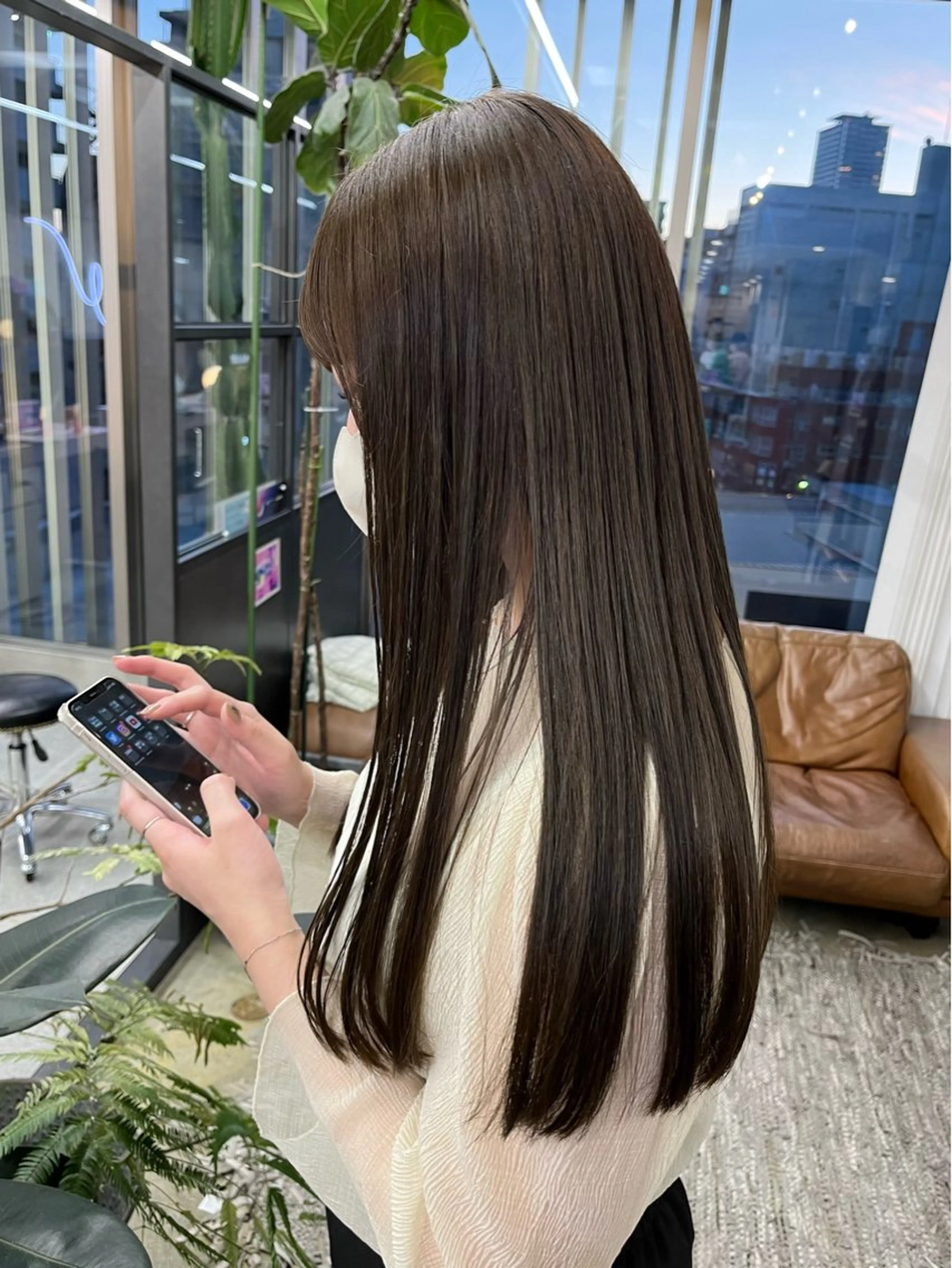 ロング カット ヘアカラー パーマ/オリーブ/ 酸性ストレート/ゆなのヘアスタイル