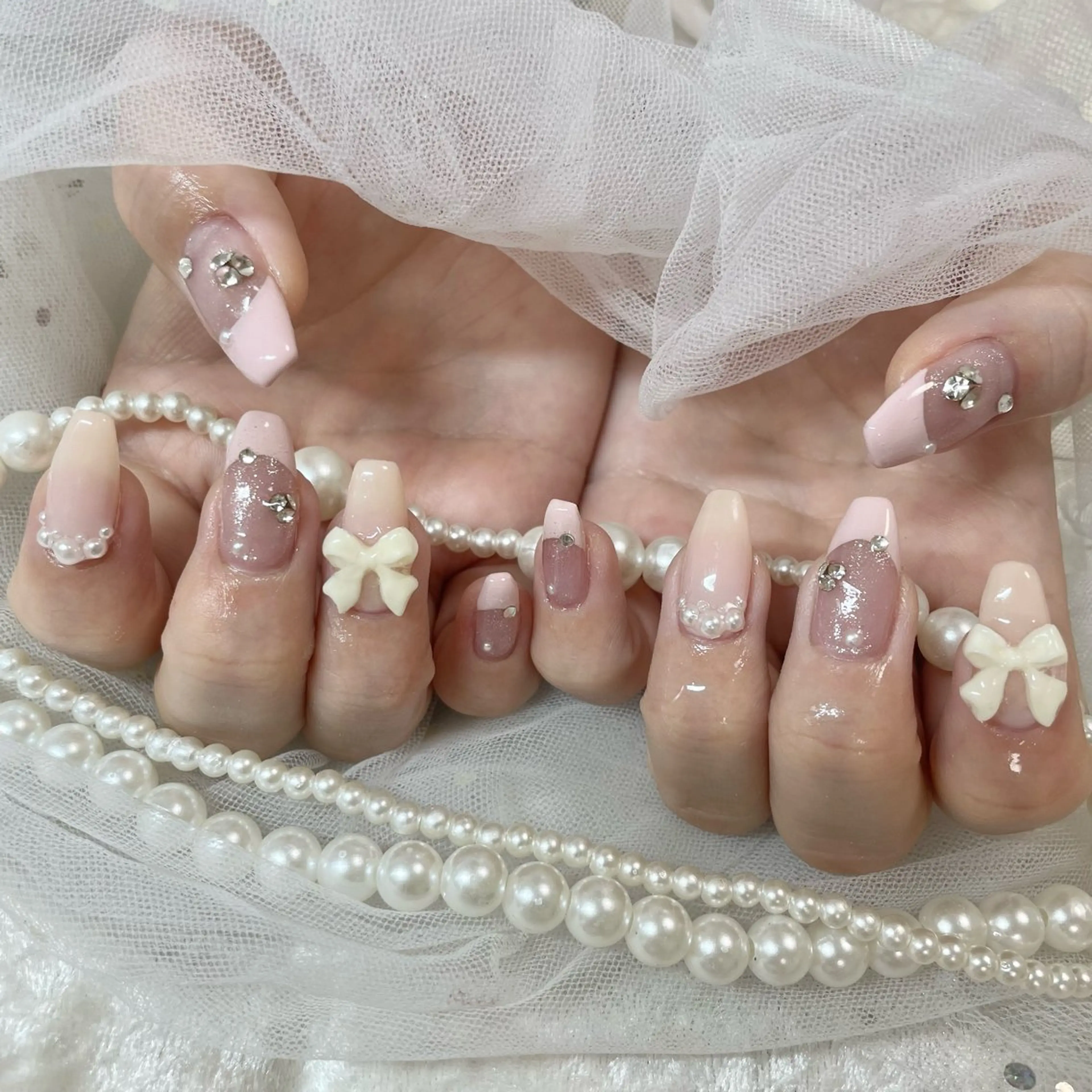 ネイル リボン ハンドネイル 🎀AYAKO 🎀中韓ネイルのネイルデザイン