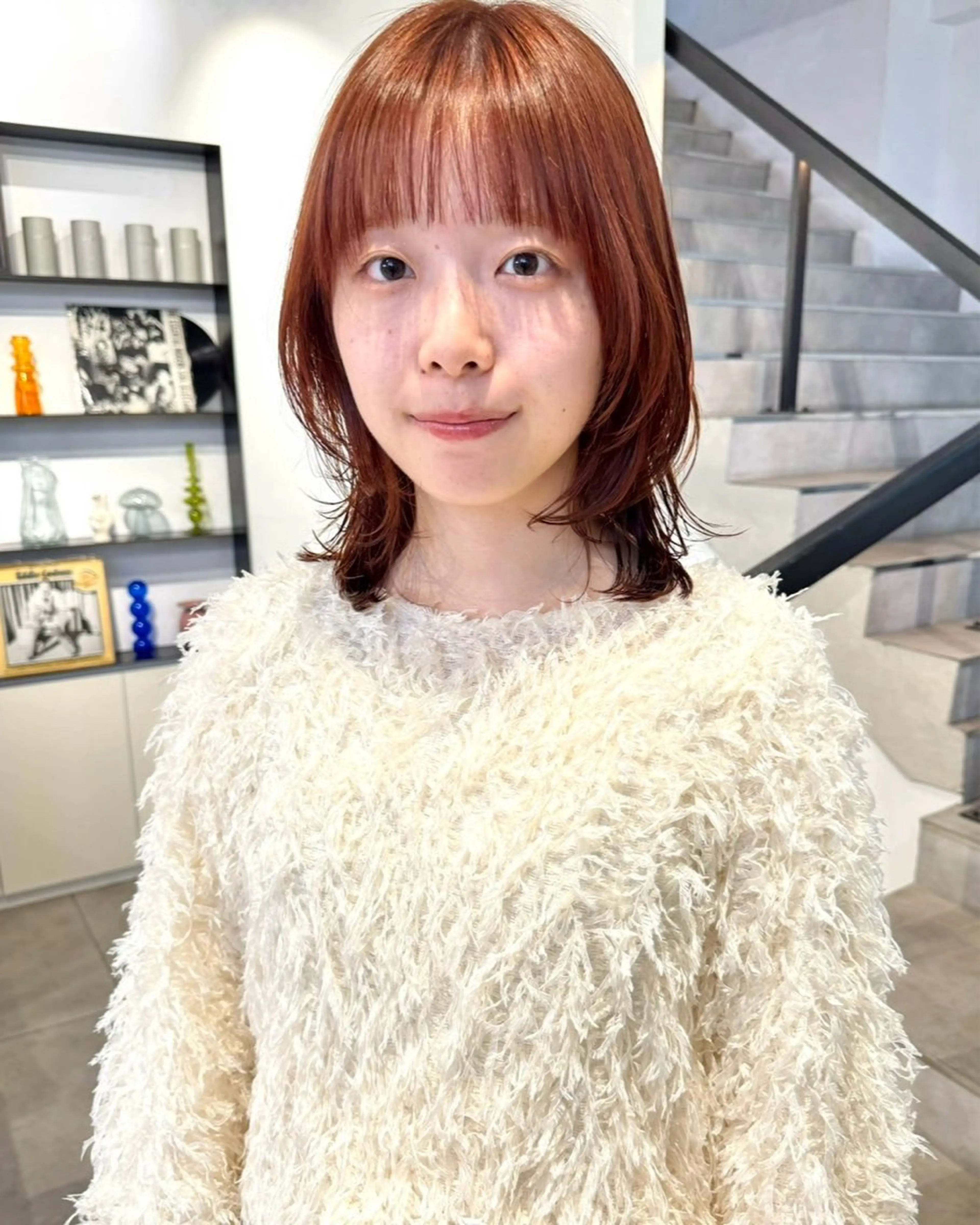 ミディアム カラー オレンジ レイヤーカット 顔周りカット/透明感 カラー✂️MEIのヘアスタイル