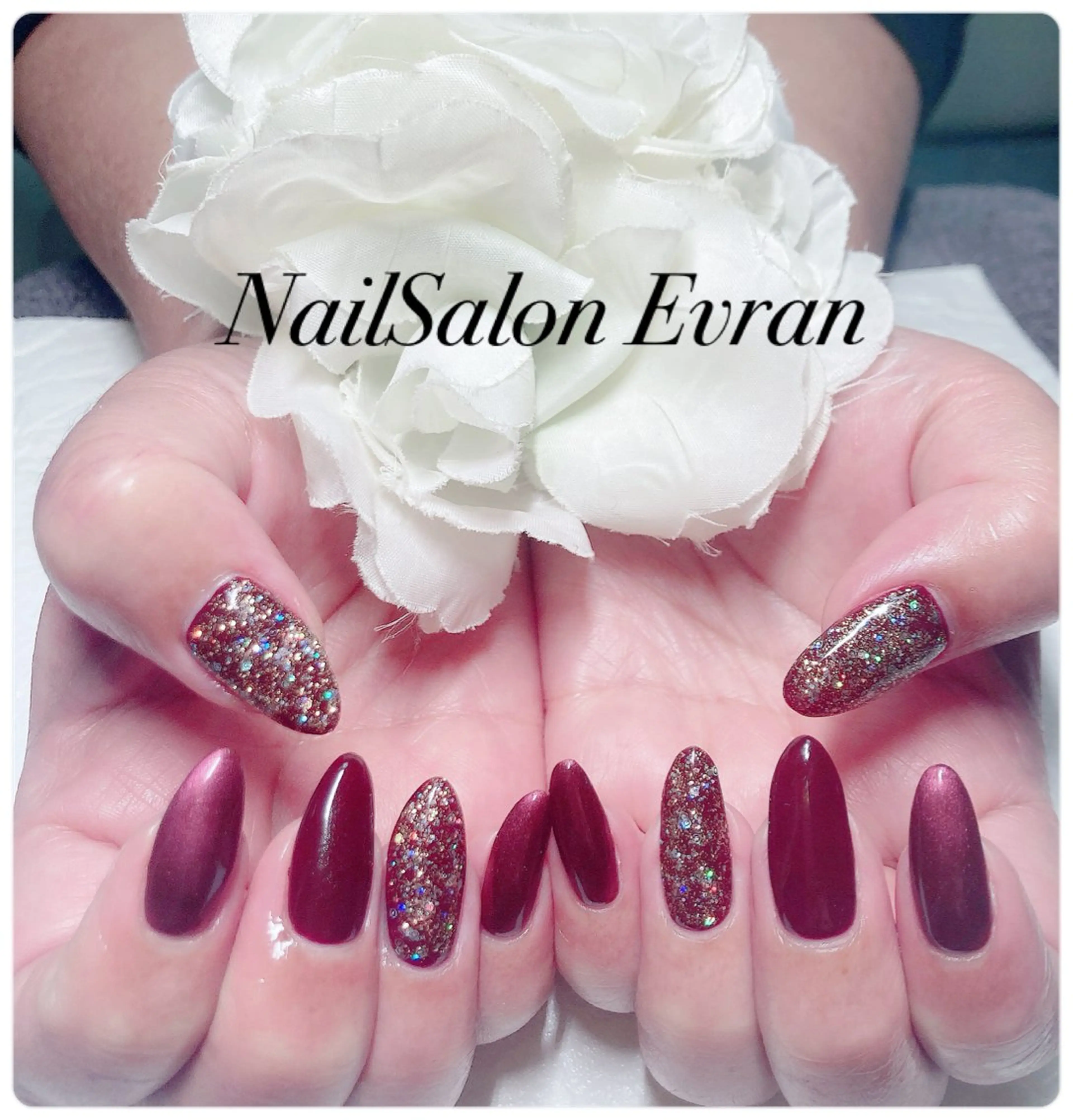 ネイル アートネイル フレンチネイル ラメ(グリッター) マグネットネイル 持ち込み ハンドネイル Nail salon Evranのネイルデザイン