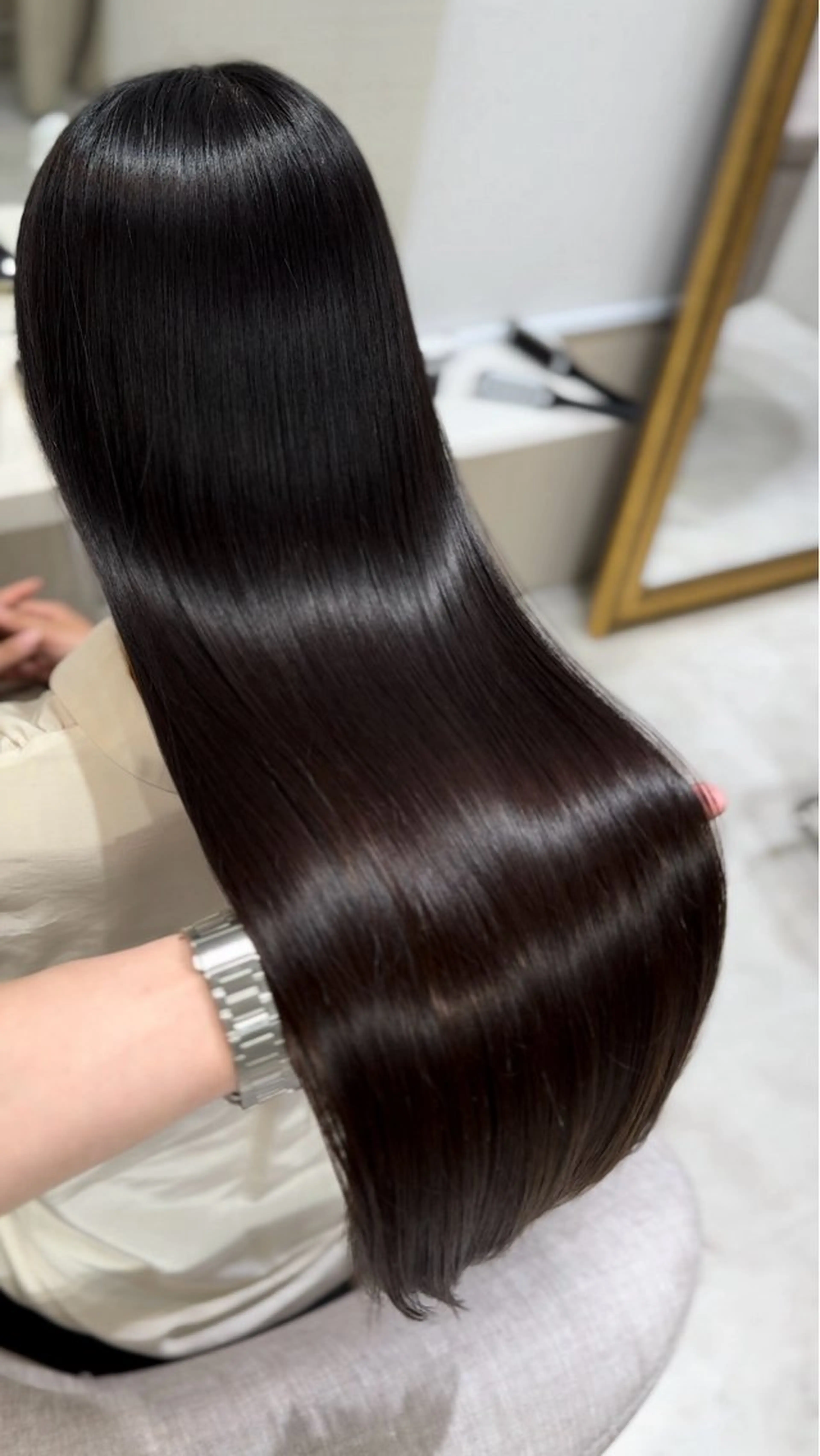 ロング ケアカラー 髪質改善 縮毛矯正 トリートメント 酸性ストレート カット 縮毛矯正 トリートメント 髪質改善×縮毛矯正 Core梅田　片山のヘアスタイル