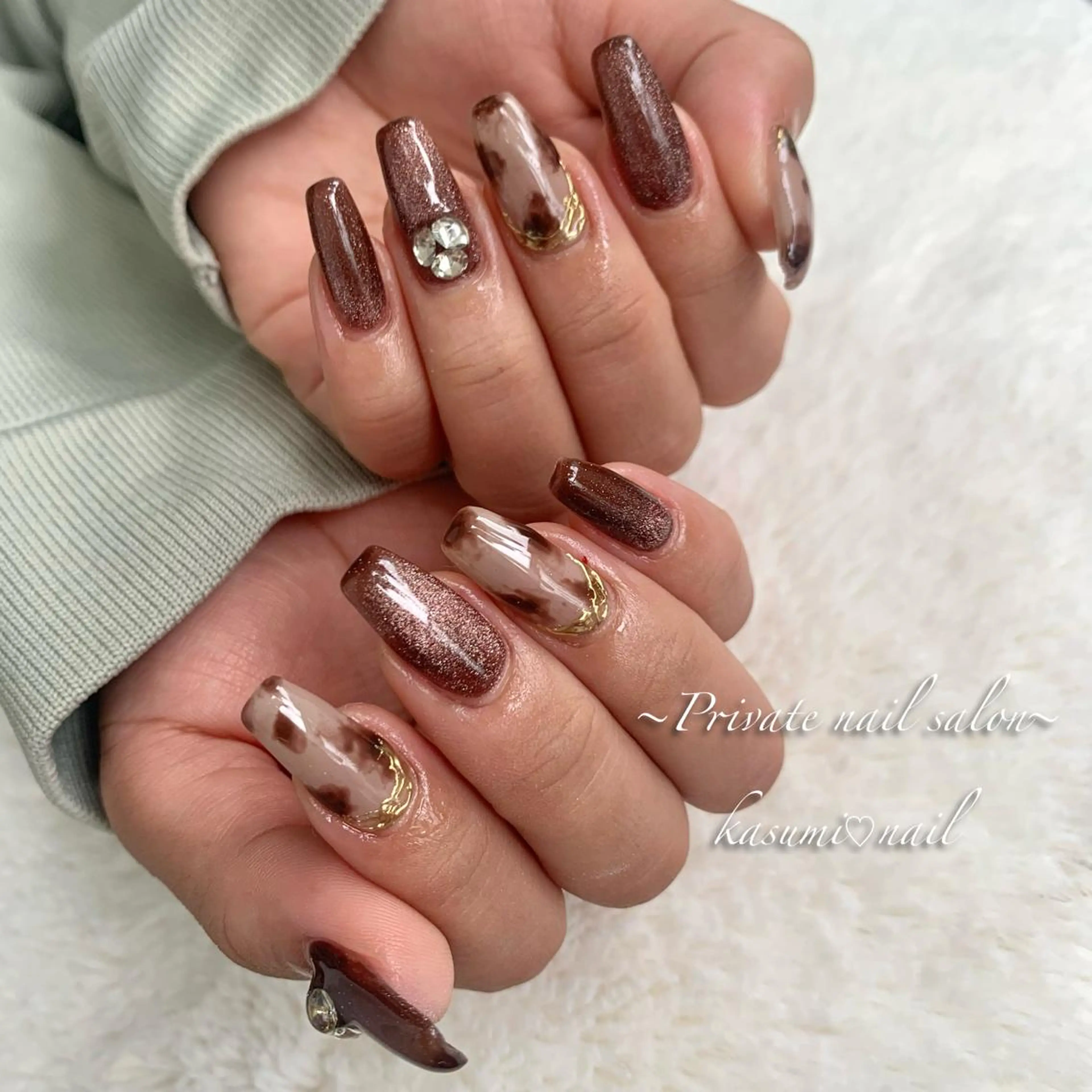 ネイル アートネイル ラメ(グリッター) マグネットネイル ミラーネイル 持ち込み KASUMI♡ Nailのネイルデザイン