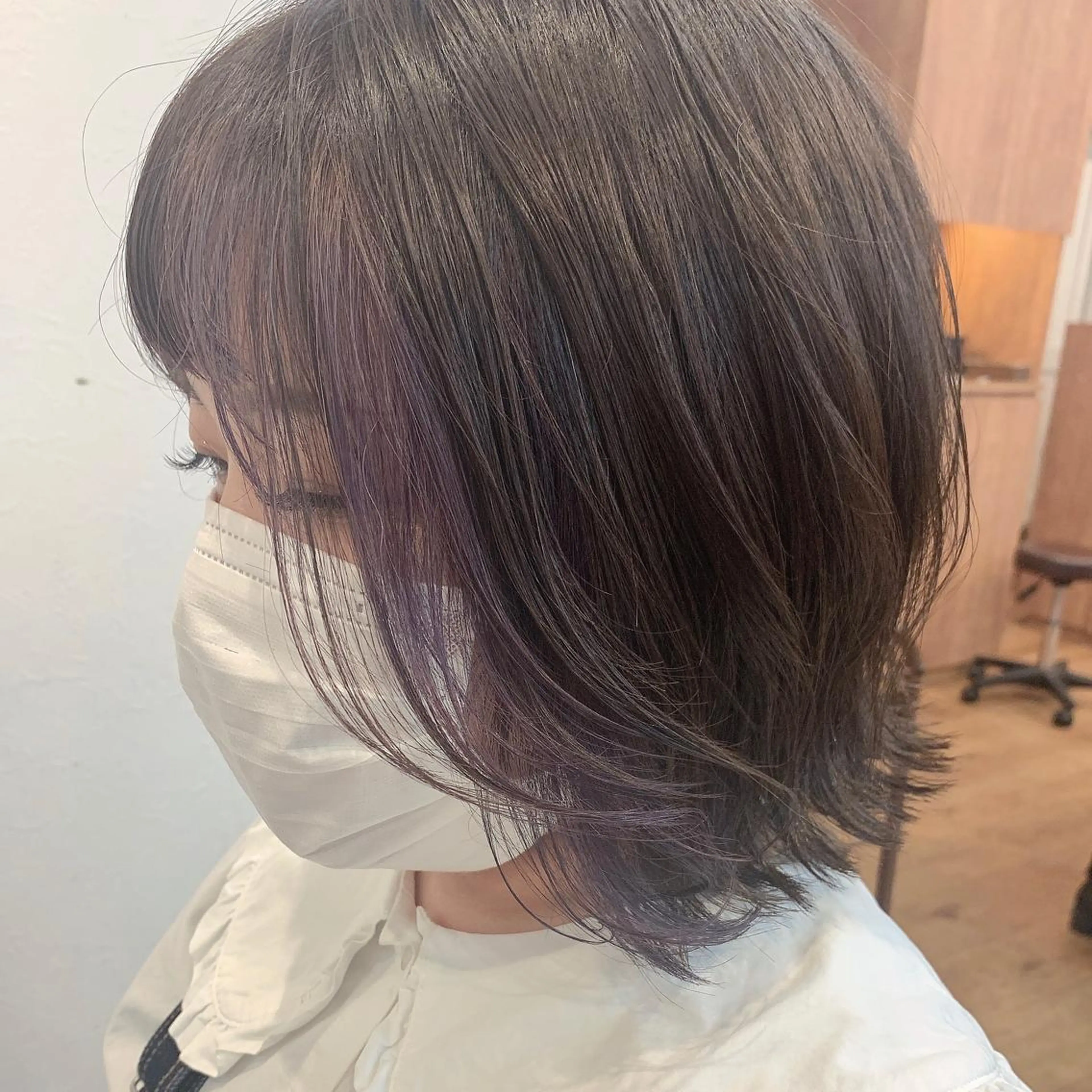 カラー ミストバング ダークグレー フェイスフレーミング NUMBER_ ユイナのヘアスタイル