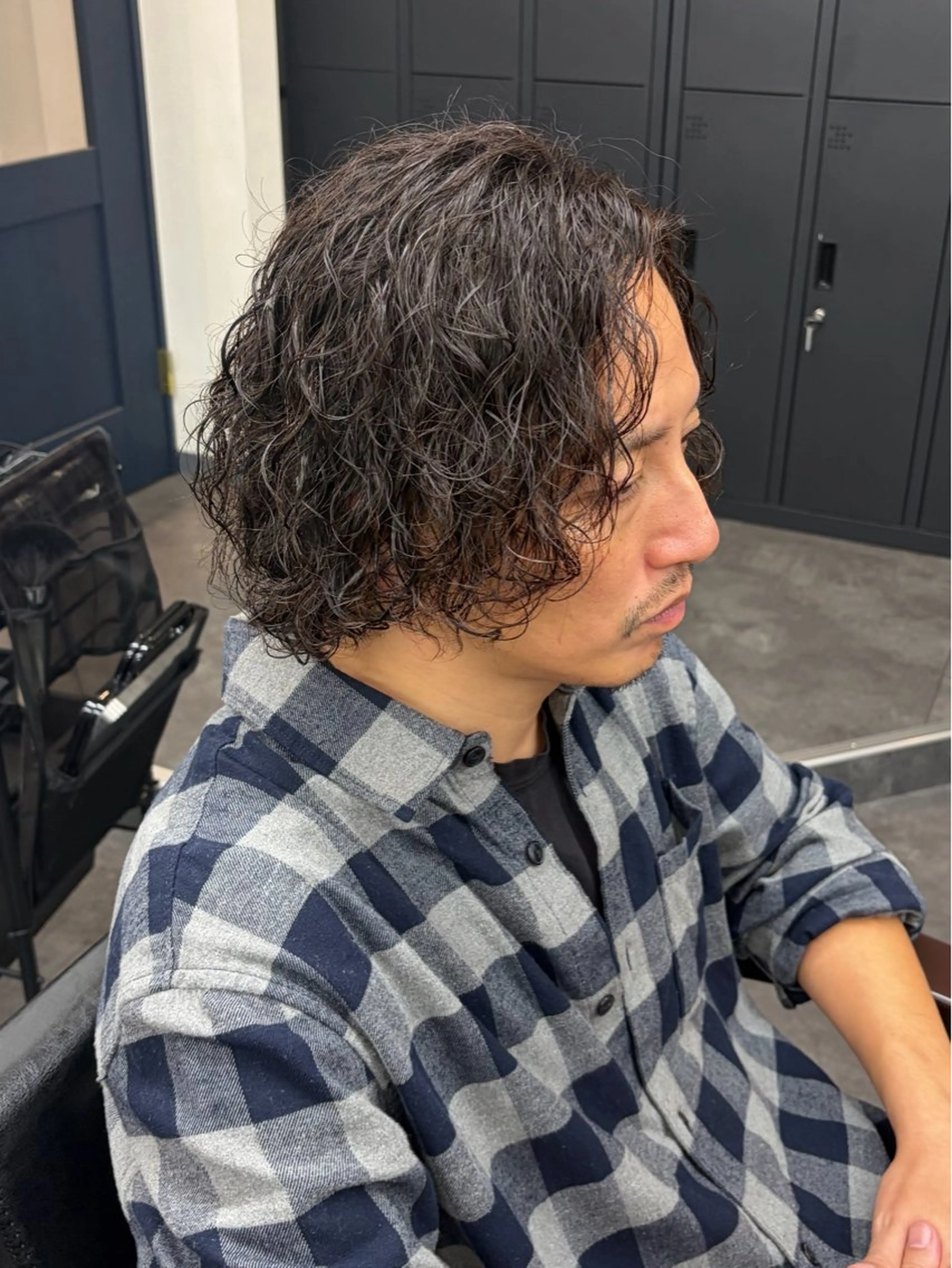 セミロング メンズ メンズパーマ 波巻きパーマ セミロングパーマ カット パーマ 柏メンズカットパーマ NO.1タイチのヘアスタイル