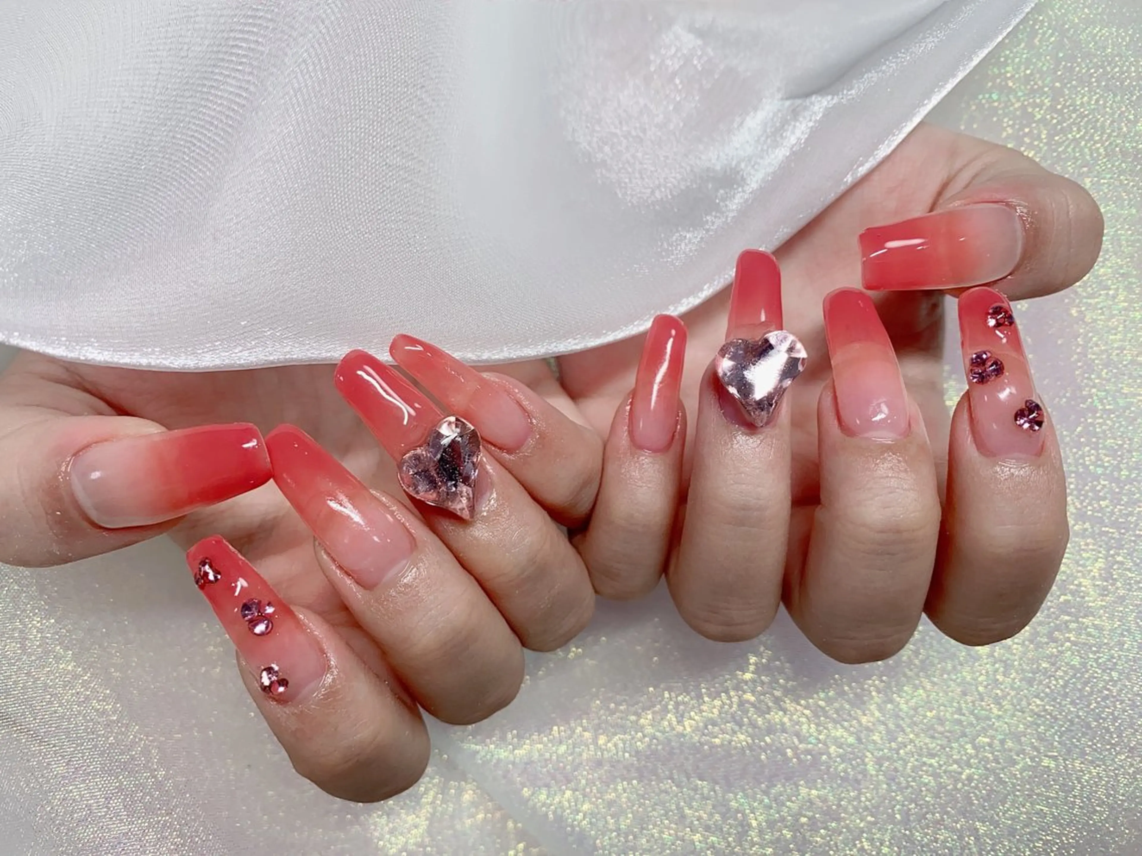 ネイル 長さ出し ジェルネイル キラキラネイル 大理石ネイル(マーブル) ニュアンスネイル Morpho nailのネイルデザイン