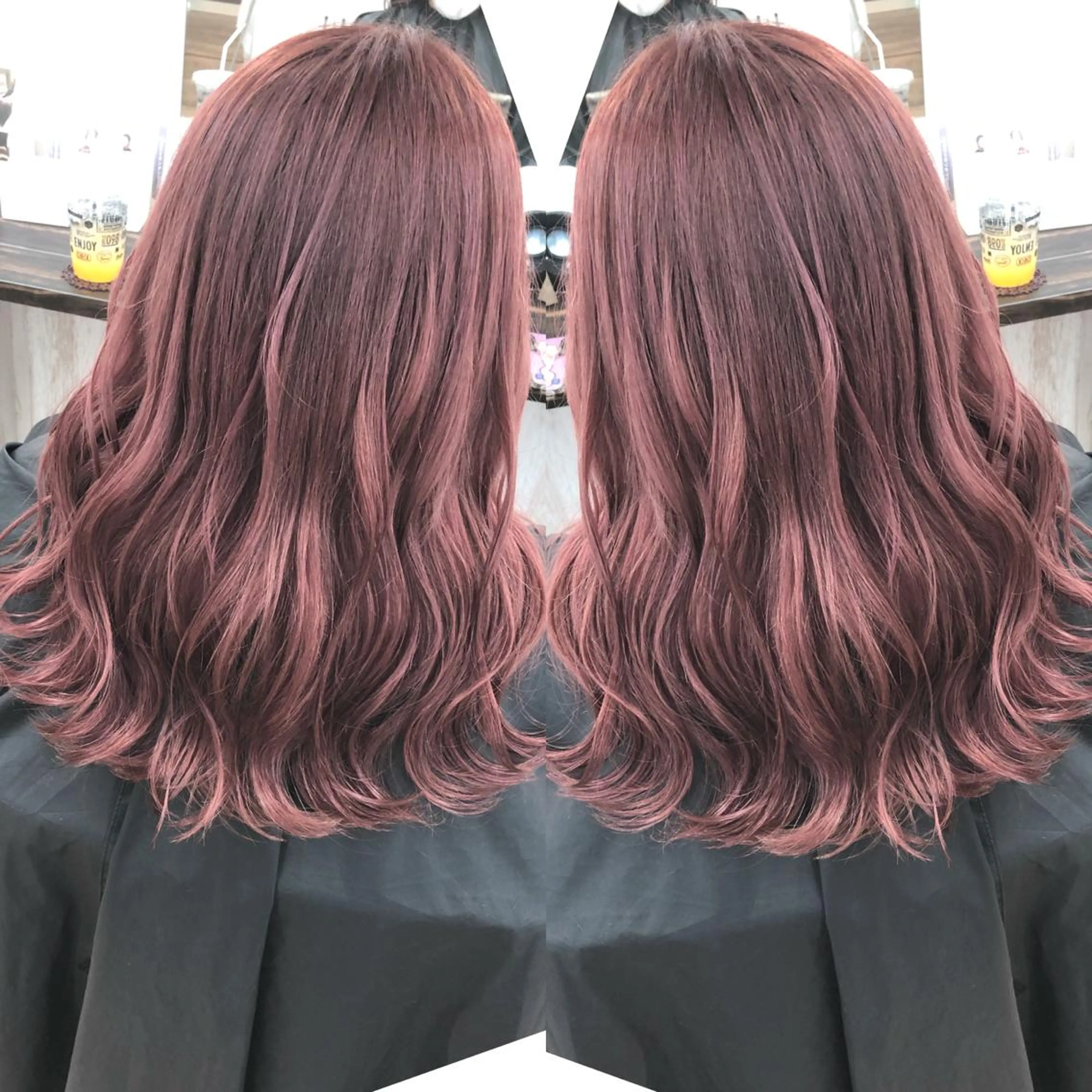 セミロング カラー ブラウンカラー ピンクカラー ピンクブラウン プライベートサロン LyoN/RYOTAのヘアスタイル
