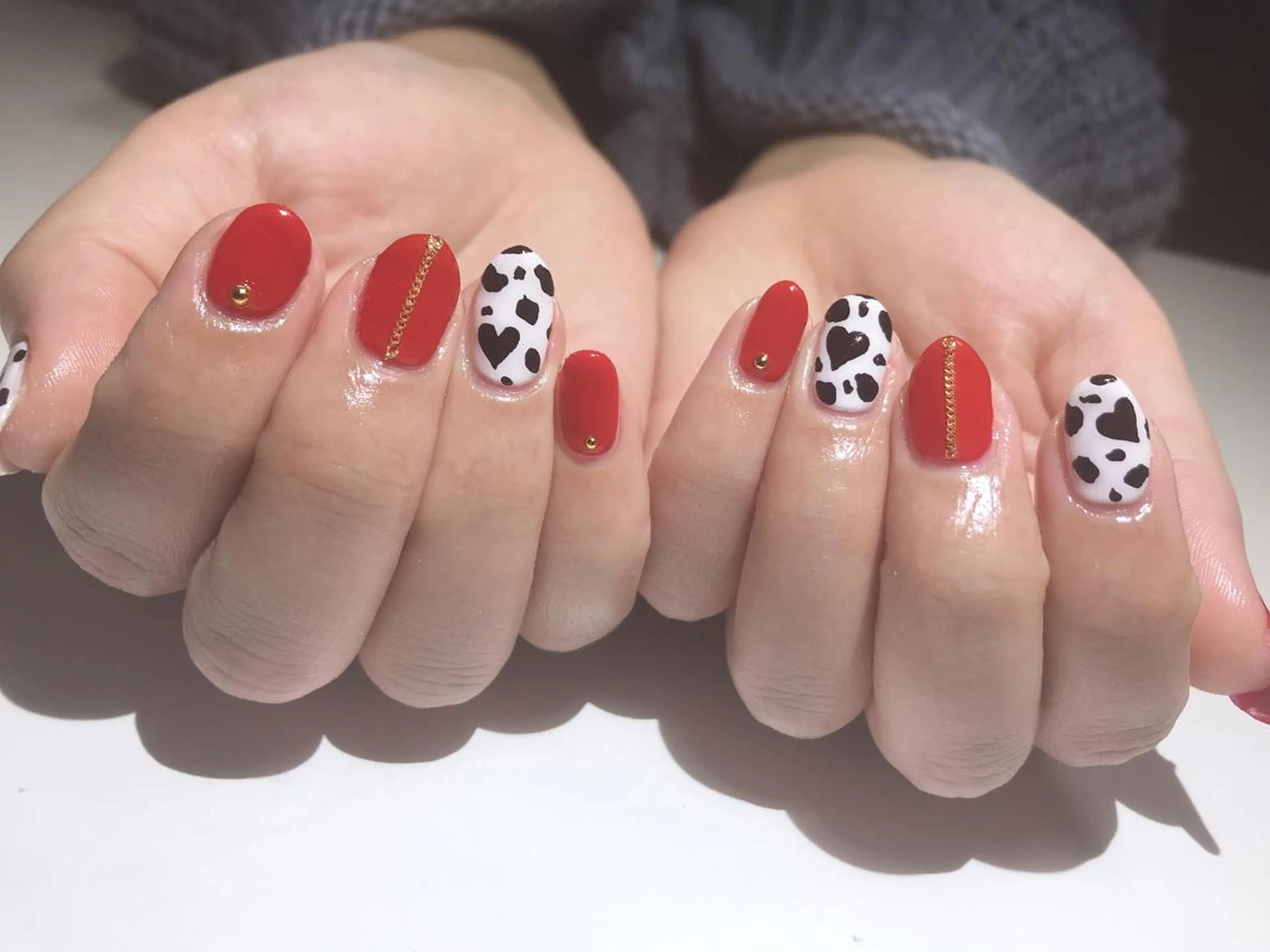 ネイル 赤色 Flam Nailのネイルデザイン