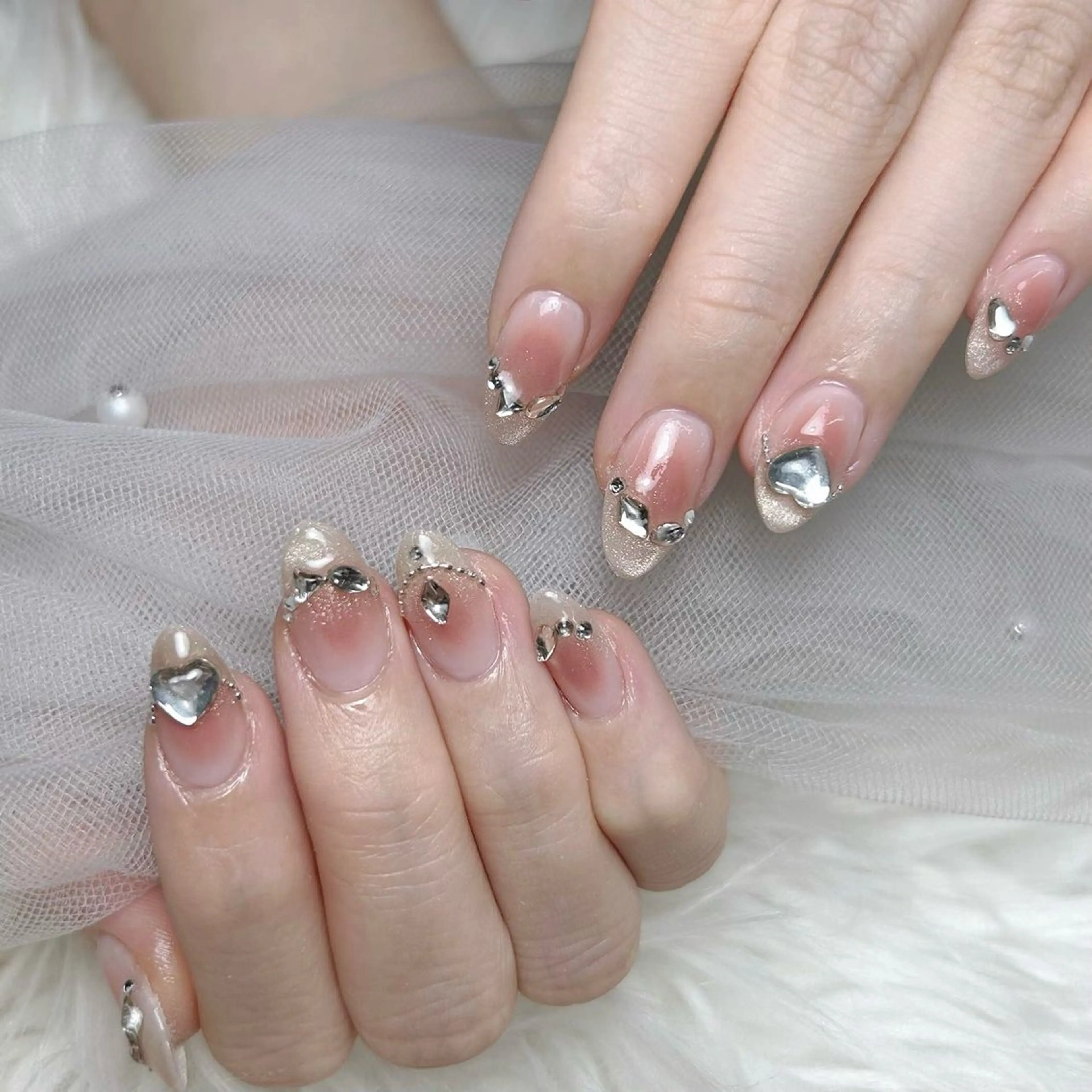 ネイル 長さ出し フレンチネイル ジェルネイル ガラスフレンチ 韓国ネイル ハンドネイル ハンドケア For U nail スカルプ専門店のネイルデザイン
