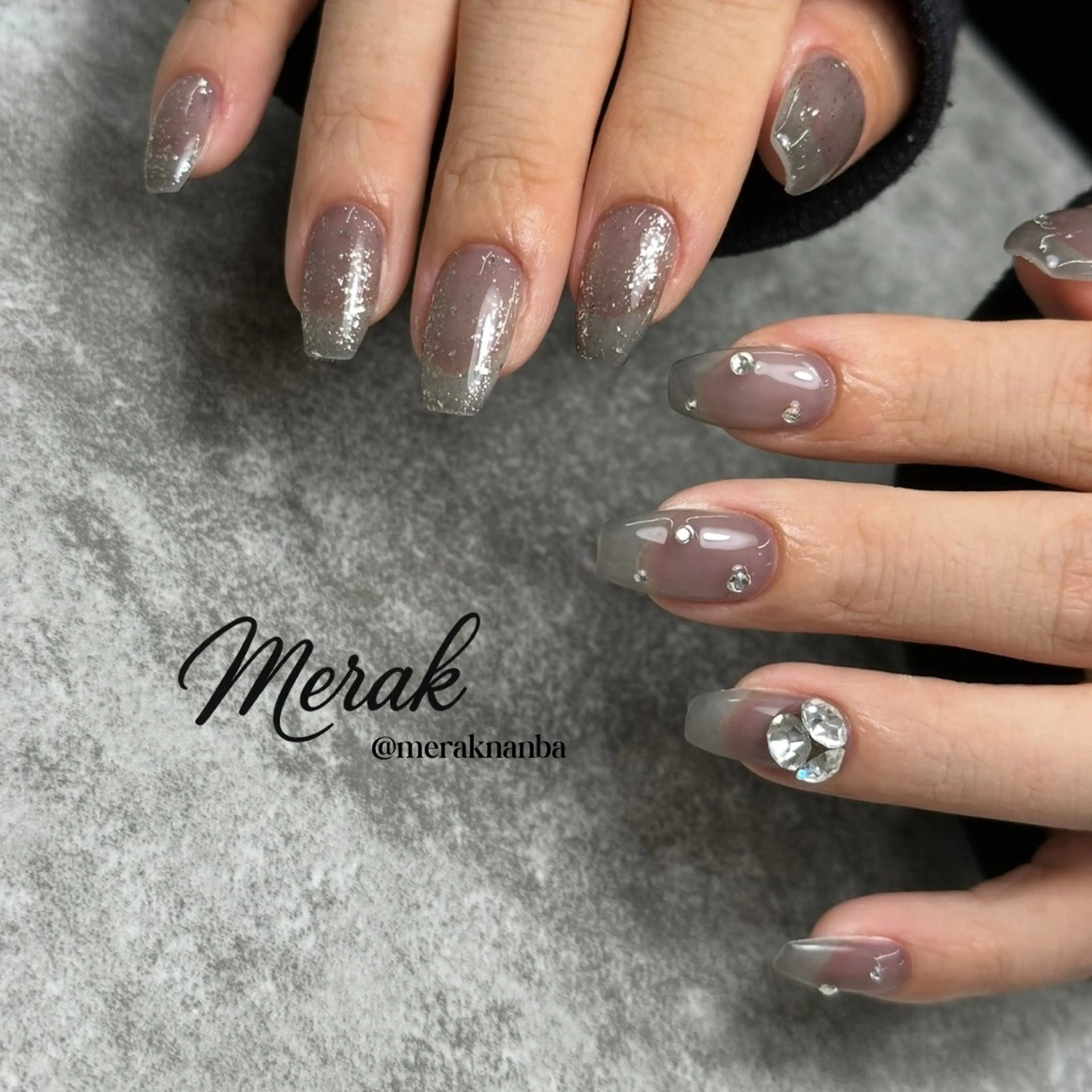 ネイル ラメ(グリッター) merak 難波 Kurobuchiのネイルデザイン
