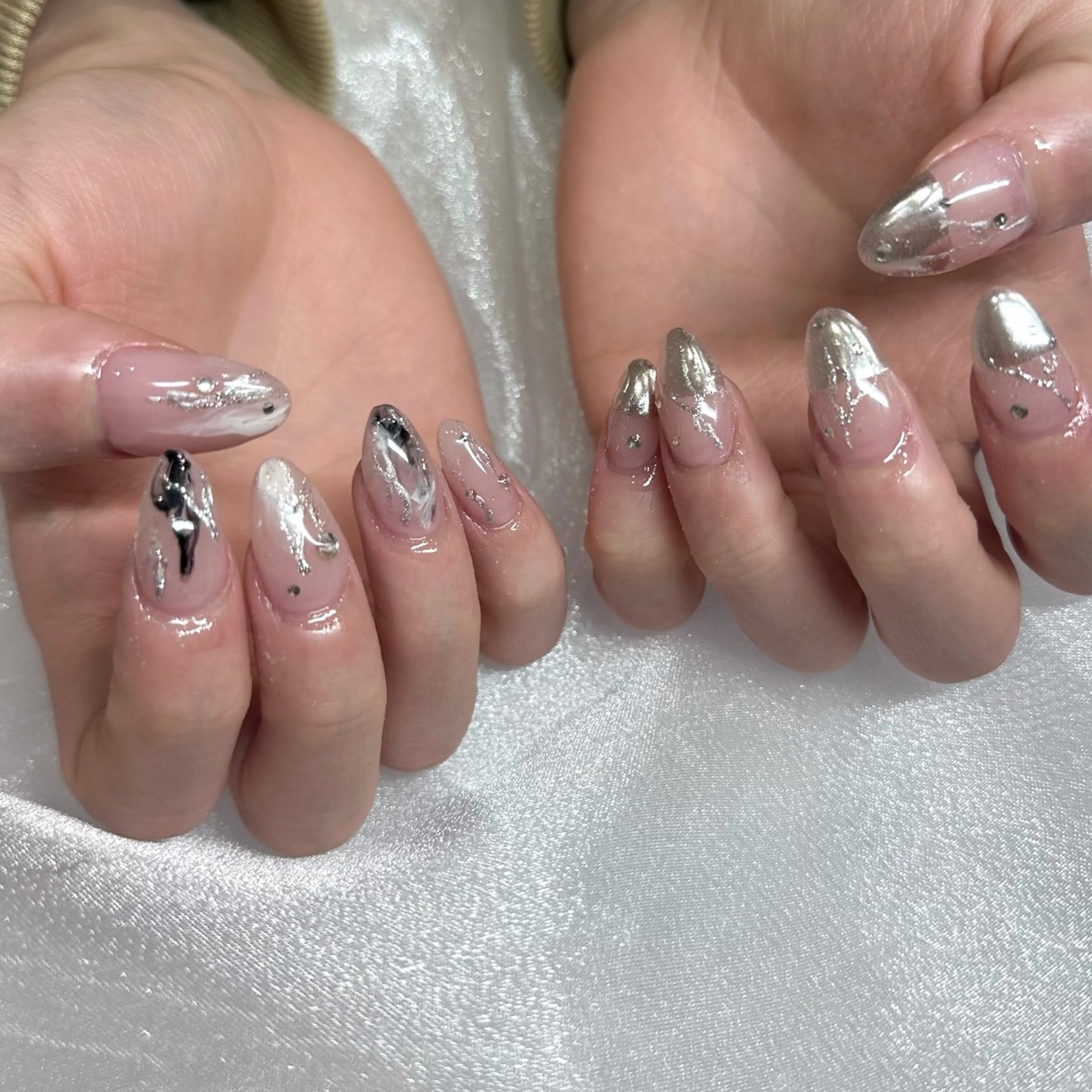 ネイル 大理石ネイル(マーブル) メンズネイル ミラーネイル ume hairsalon所属・nono/ 熊取ﾈｲﾙｻﾛﾝのネイルデザイン