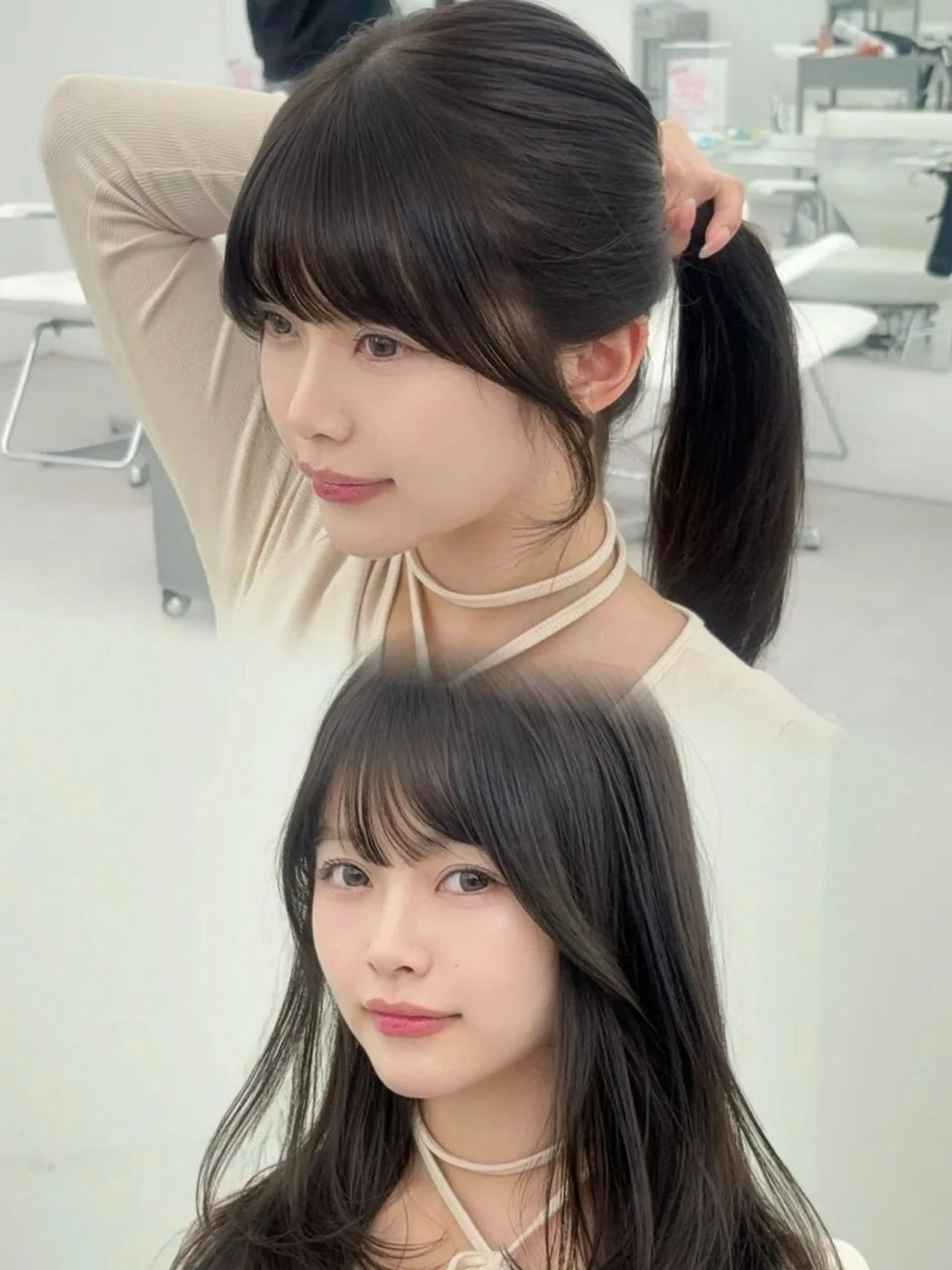 ロング カラー レイヤーカット 小顔カット カット ヘアカラー トリートメント 韓国ヘア/レイヤー/ 顔まわり足立遥奈のヘアスタイル