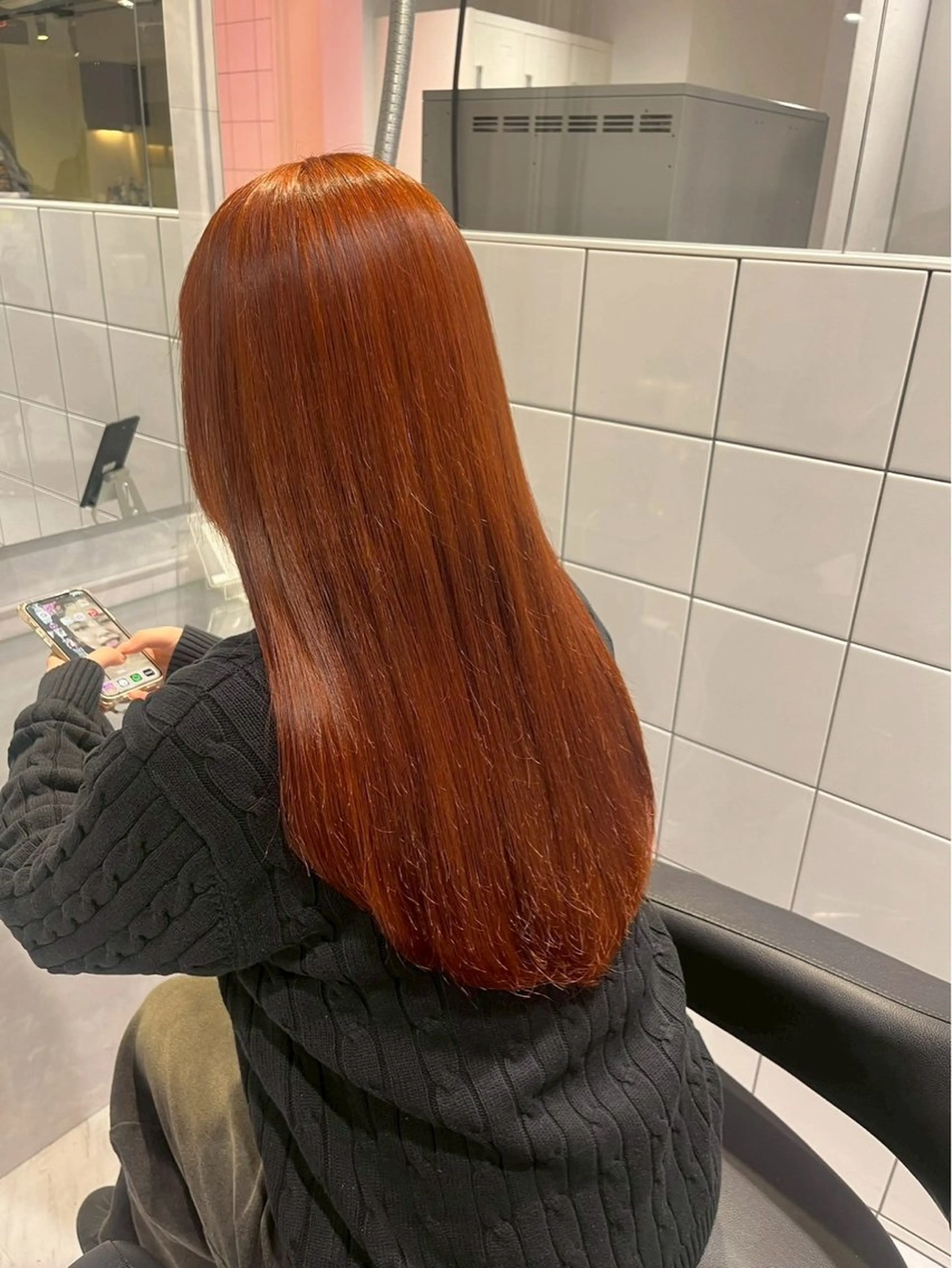 ロング カラー ワンカラーでできる 暖色カラーゆいりのヘアスタイル