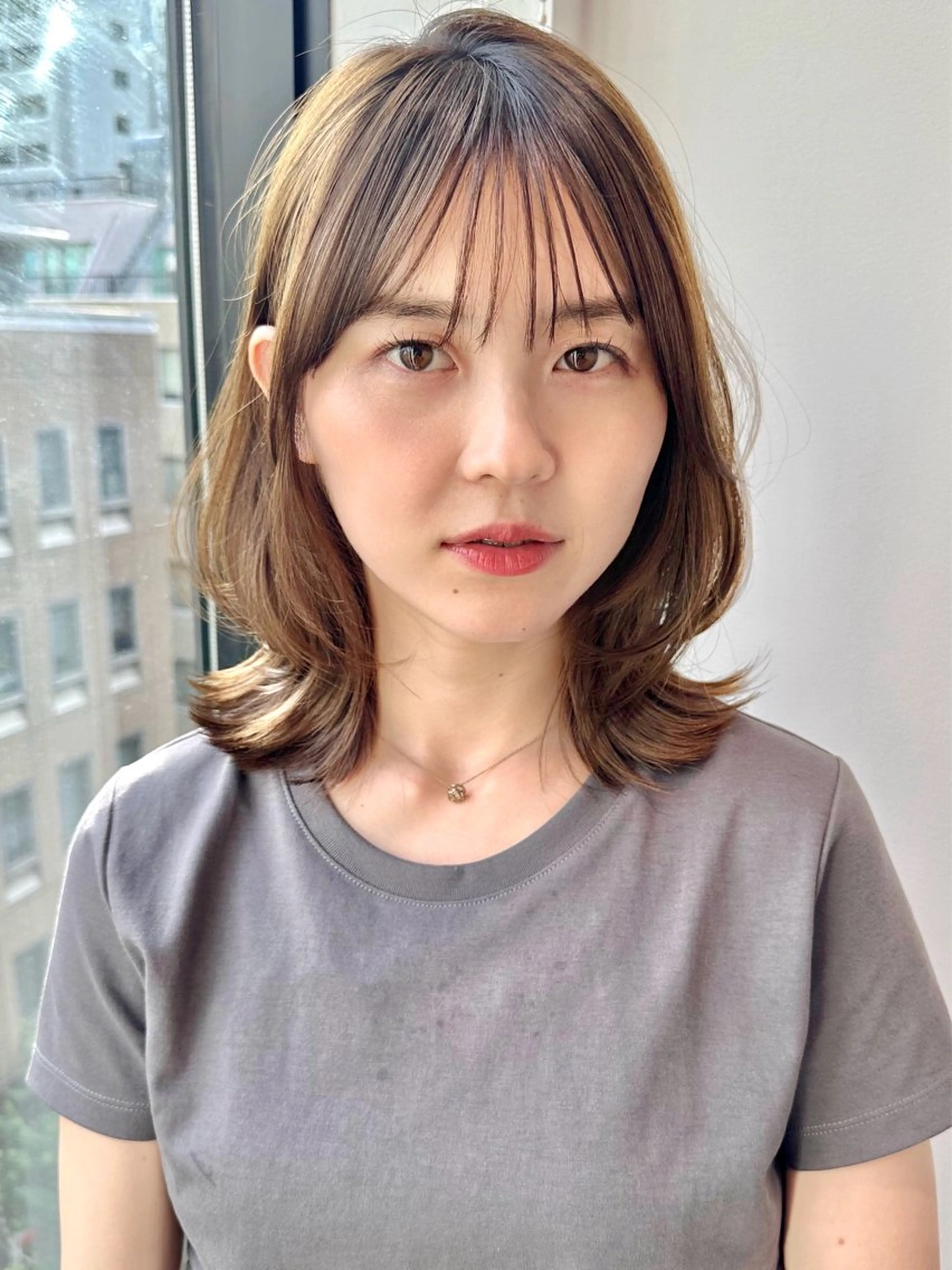 セミロング カラー 透明感カラー 顔周りカット レイヤーカット トリートメント カット ヘアカラー トリートメント 🩰ナチュラル可愛い kamicare🩰のヘアスタイル