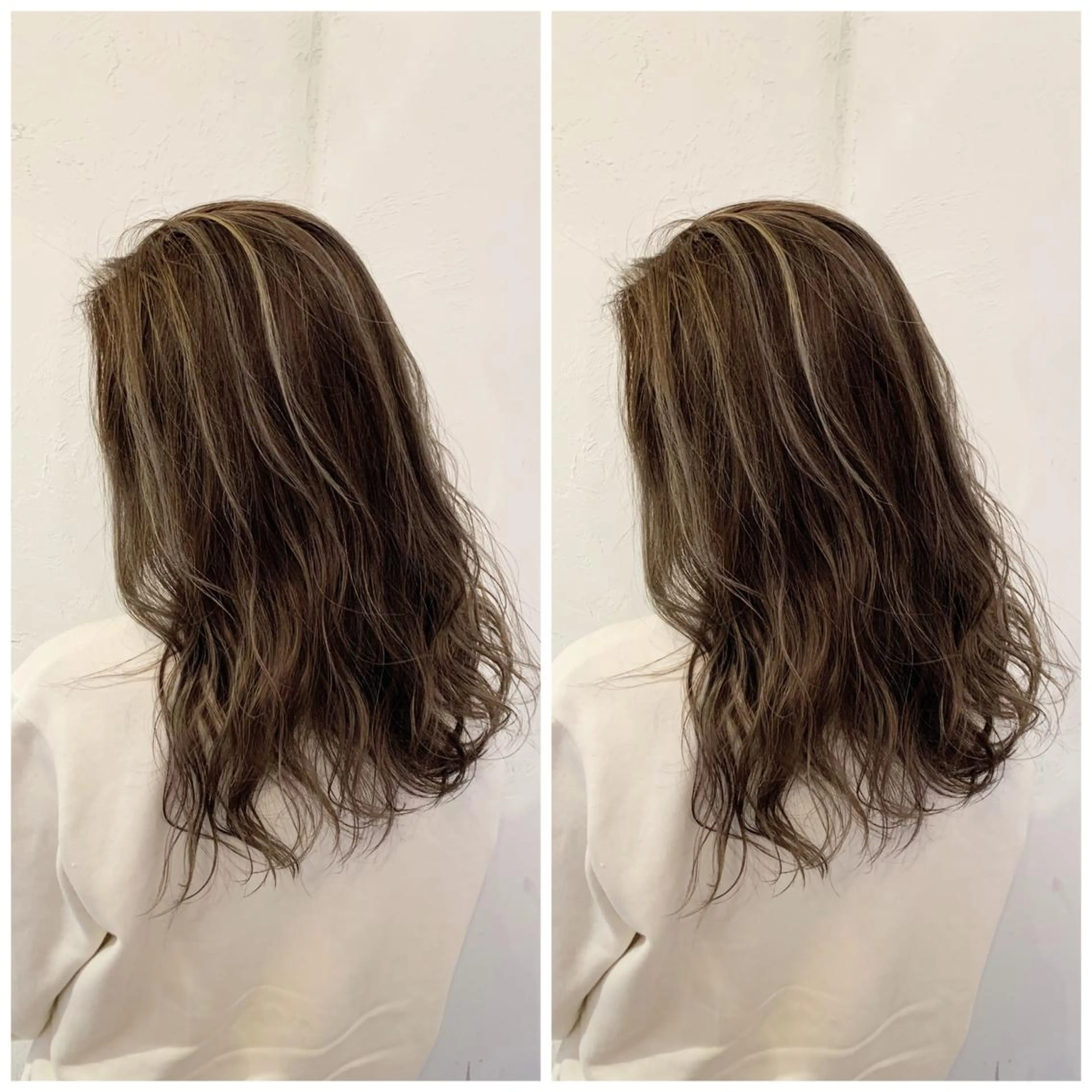 セミロング カラー グレージュ ハイライトカラー ハイライト ヘアカラー トリートメント バレイヤージュカラー 特化美容師✨星皓太のヘアスタイル