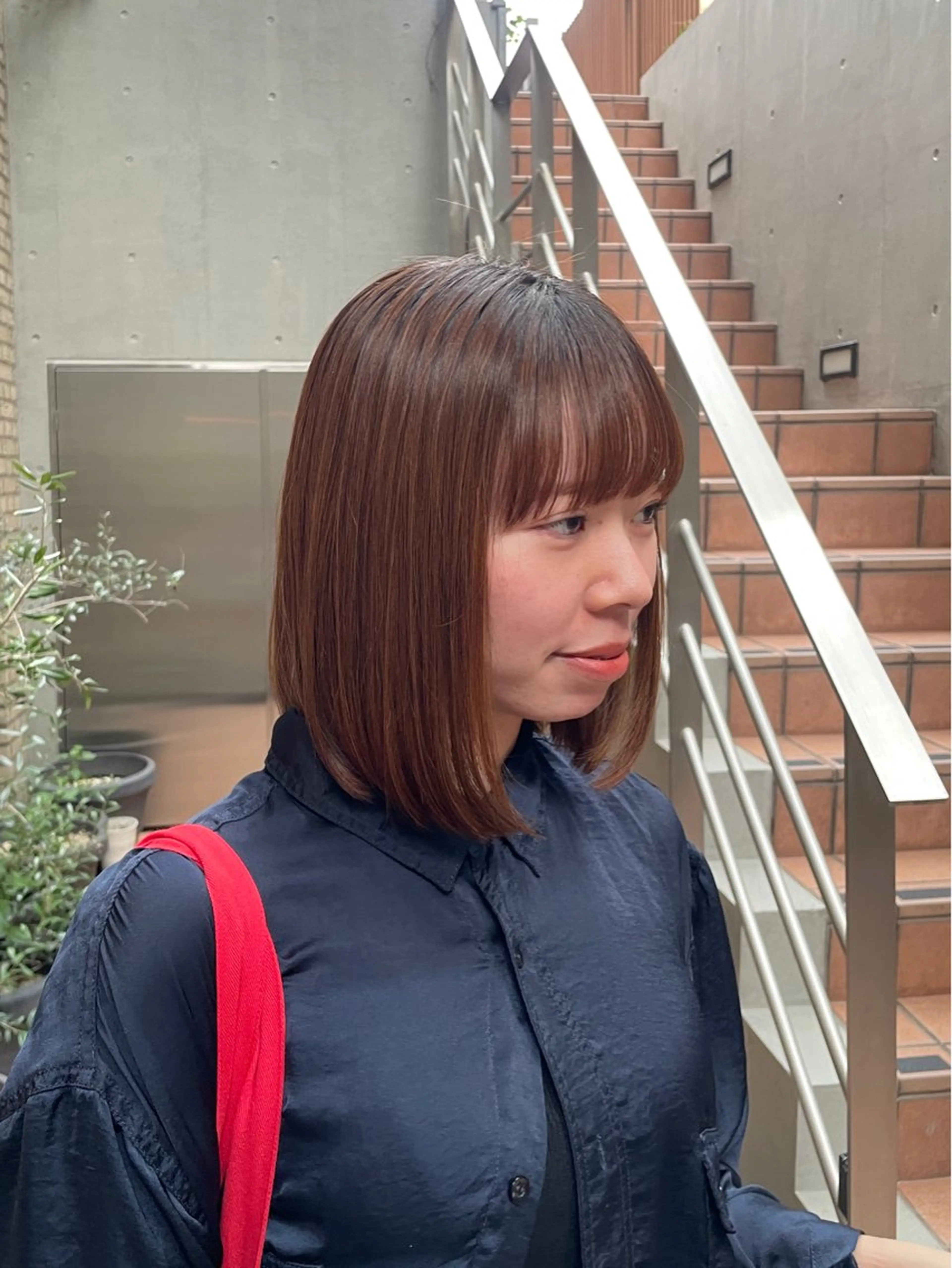 ミディアム 縮毛矯正 カット 縮毛矯正 縮毛矯正/暖色 カラー/ひかるのヘアスタイル