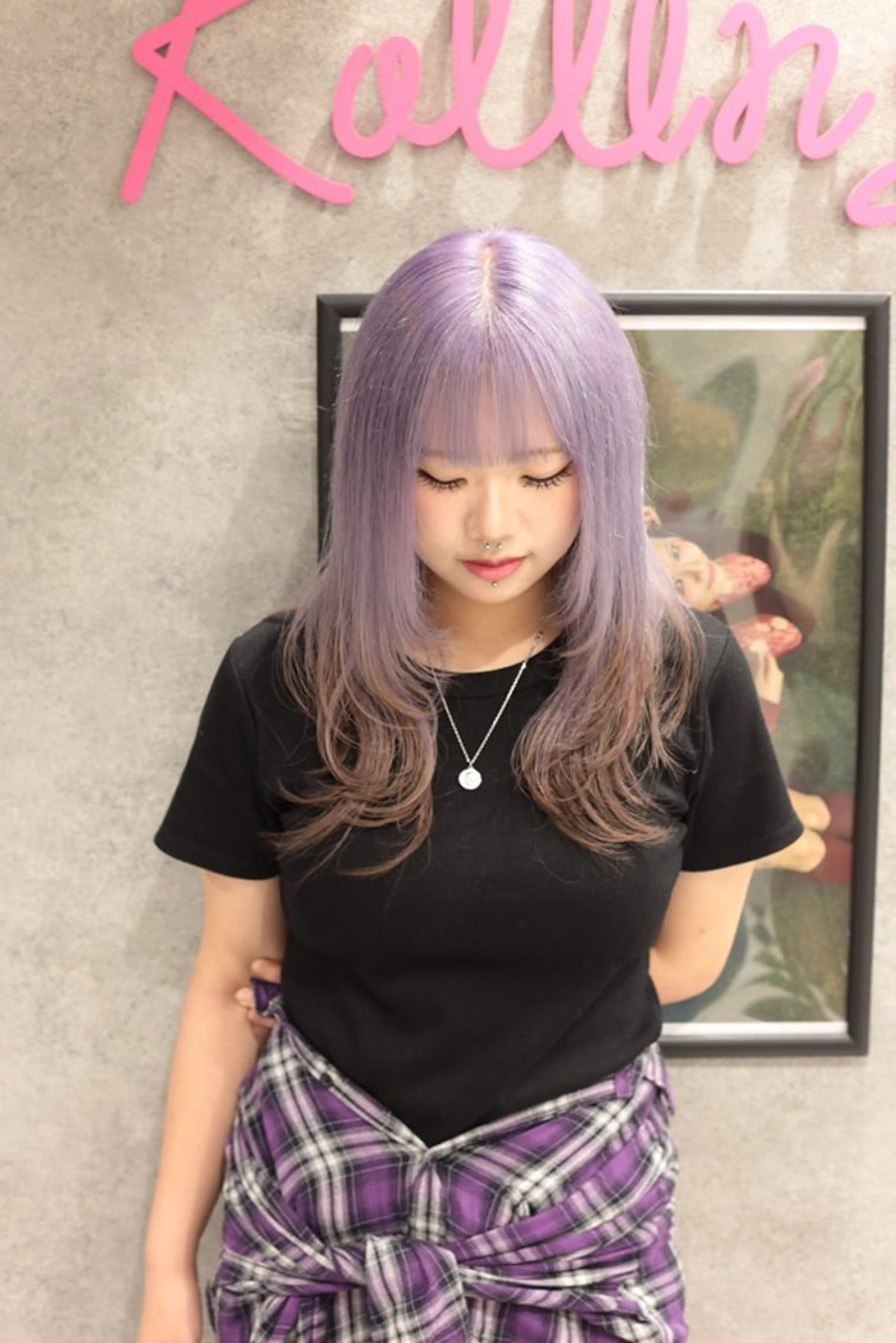ロング カラー ハイトーンカラー レイヤーカット りんと 無料カットモデル募集のヘアスタイル