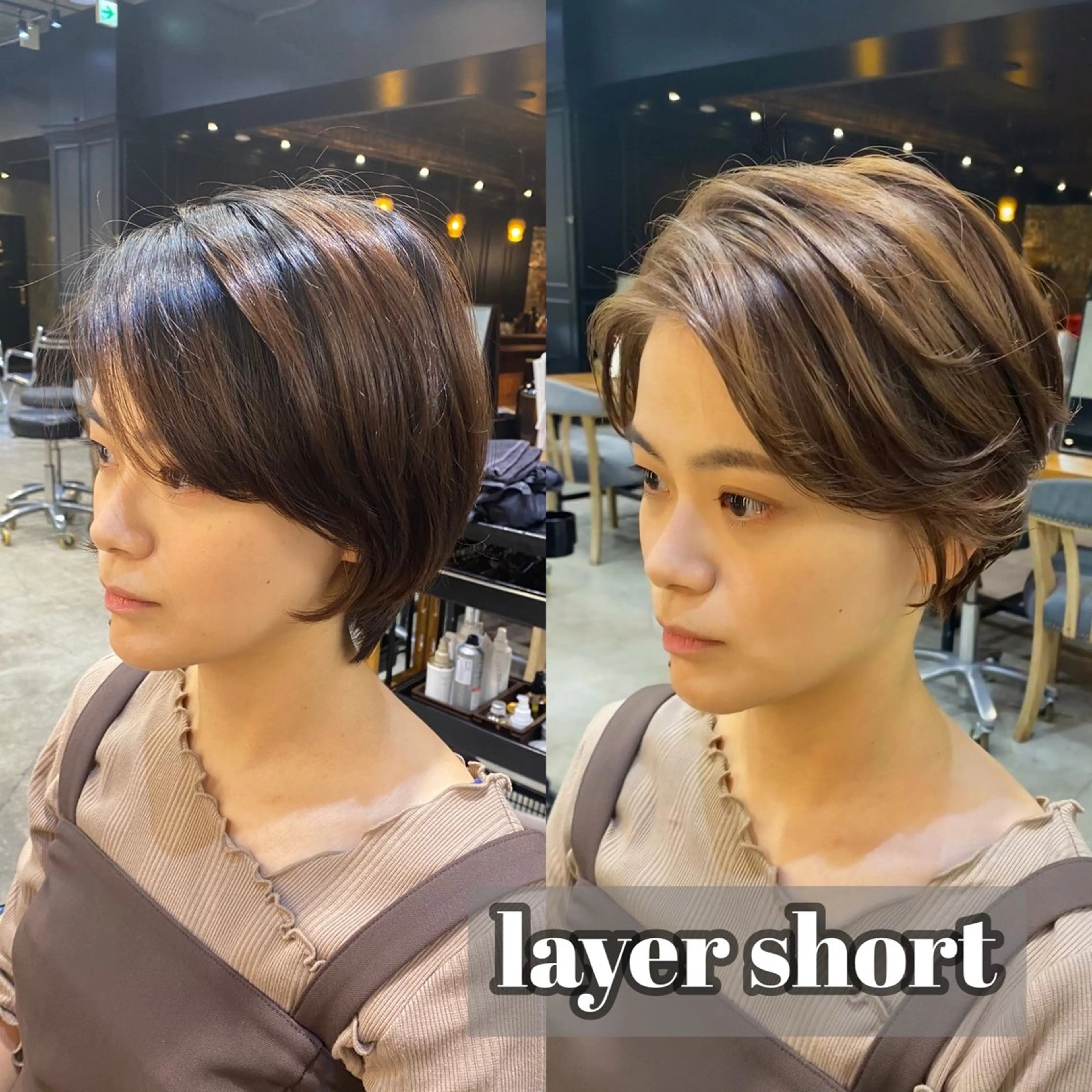 ショート カラー ショートレイヤー ブラウンカラー レイヤーカット ショートヘア カット ヘアカラー ブリーチなしダブル カラー🧸🐺陽介のヘアスタイル