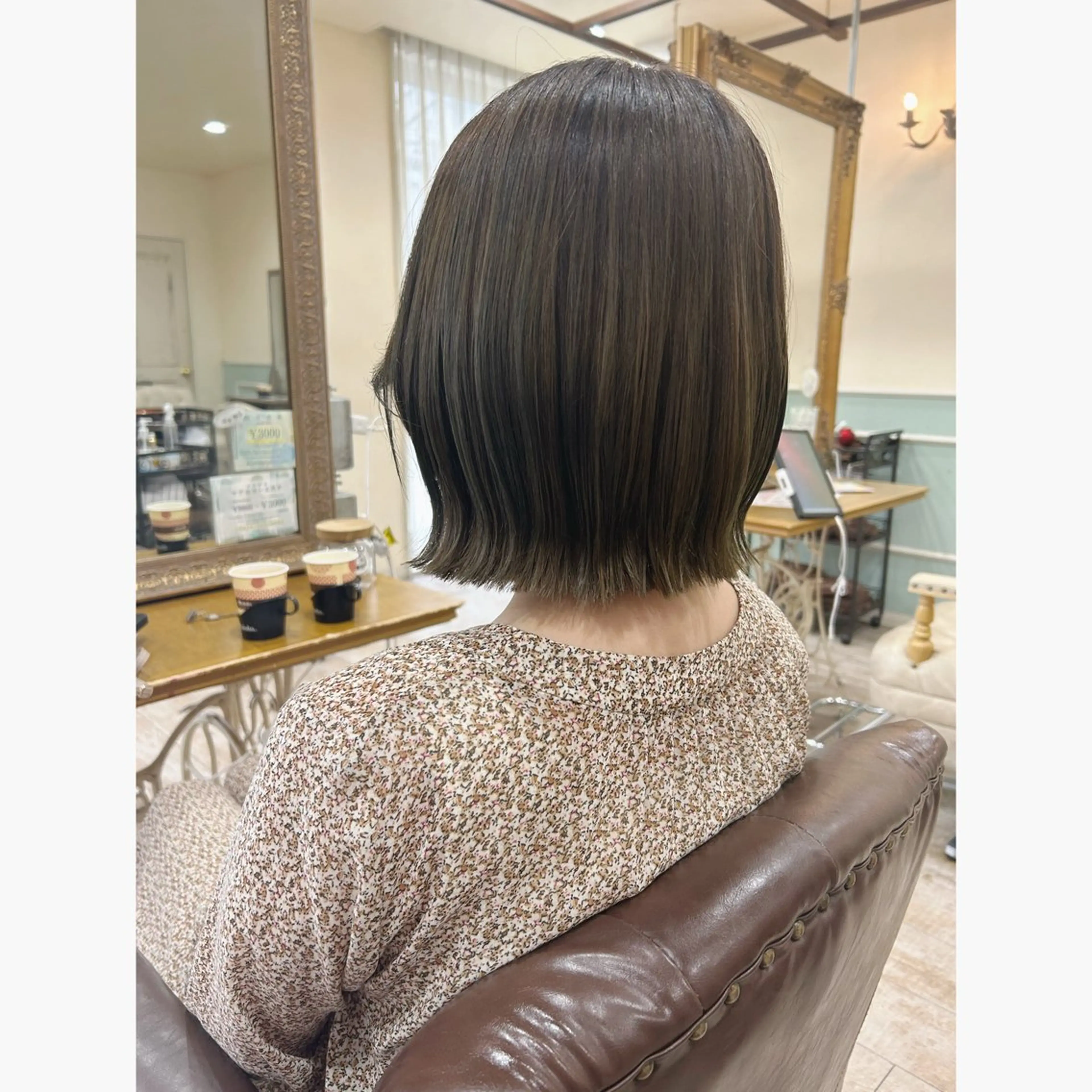ミディアム カラー 切りっぱなしボブ ボブ ヘアカラー トリートメント ヘッドスパ ﾅﾂﾐ🌼新越谷/ 骨格修正/艶髪のヘアスタイル