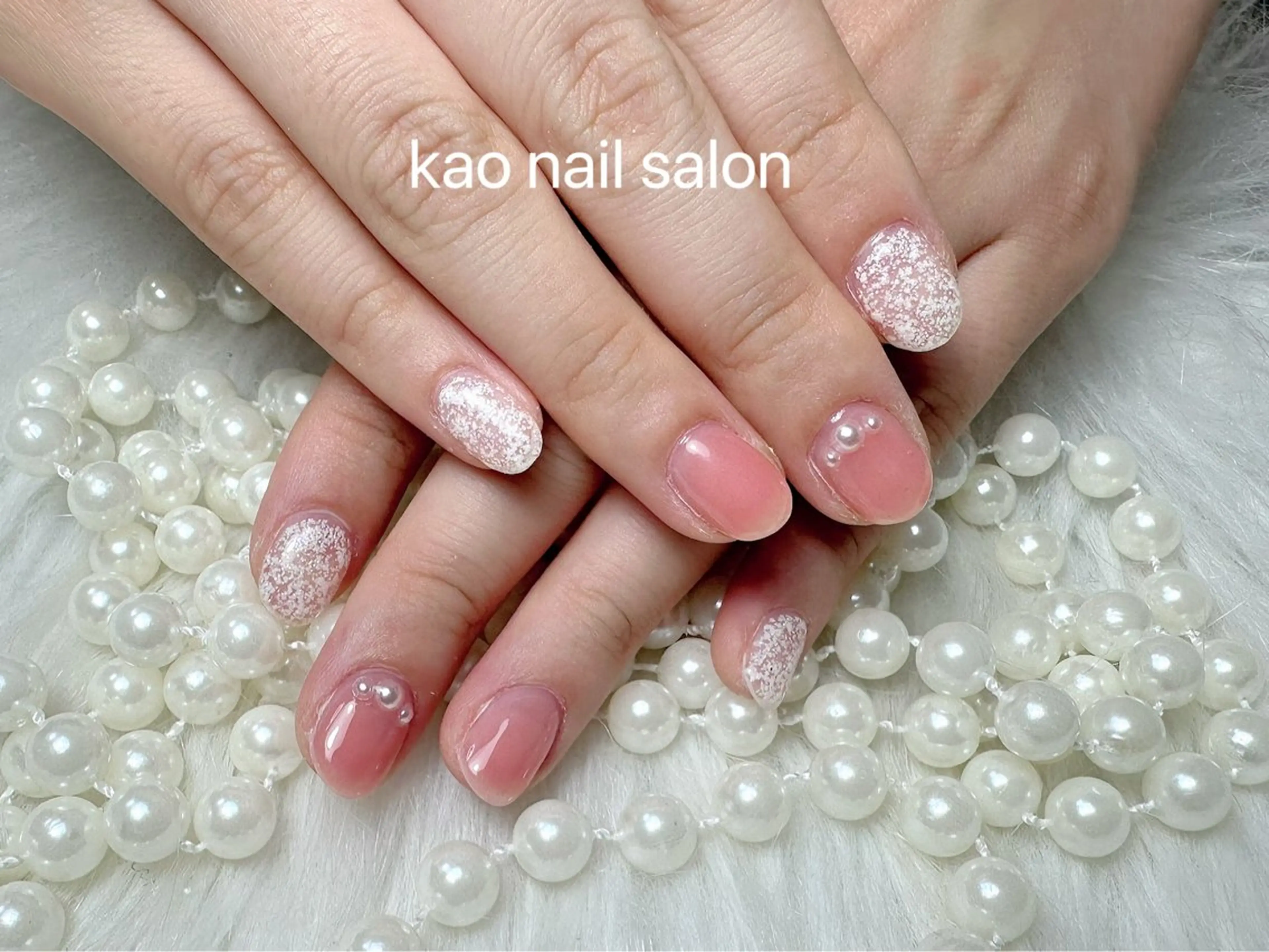 ネイル チークネイル 長さ出し フレンチネイル ジェルネイル ガラスフレンチ ハンドネイル kao nail マグネット/長さだしのネイルデザイン