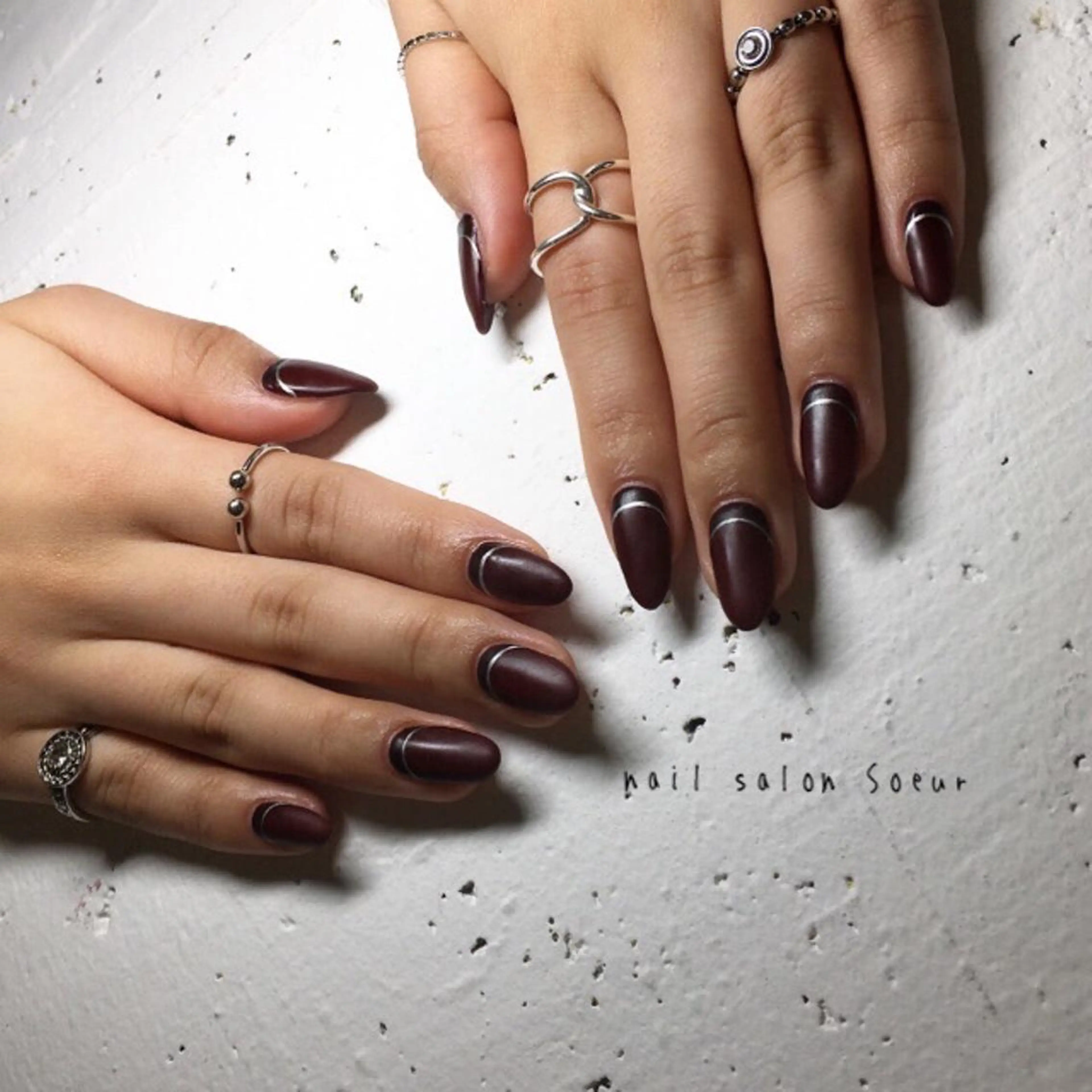 ネイル アートネイル 長さ出し ジェルネイル マットネイル ミラーネイル ハンドネイル nail salon Soeurのネイルデザイン