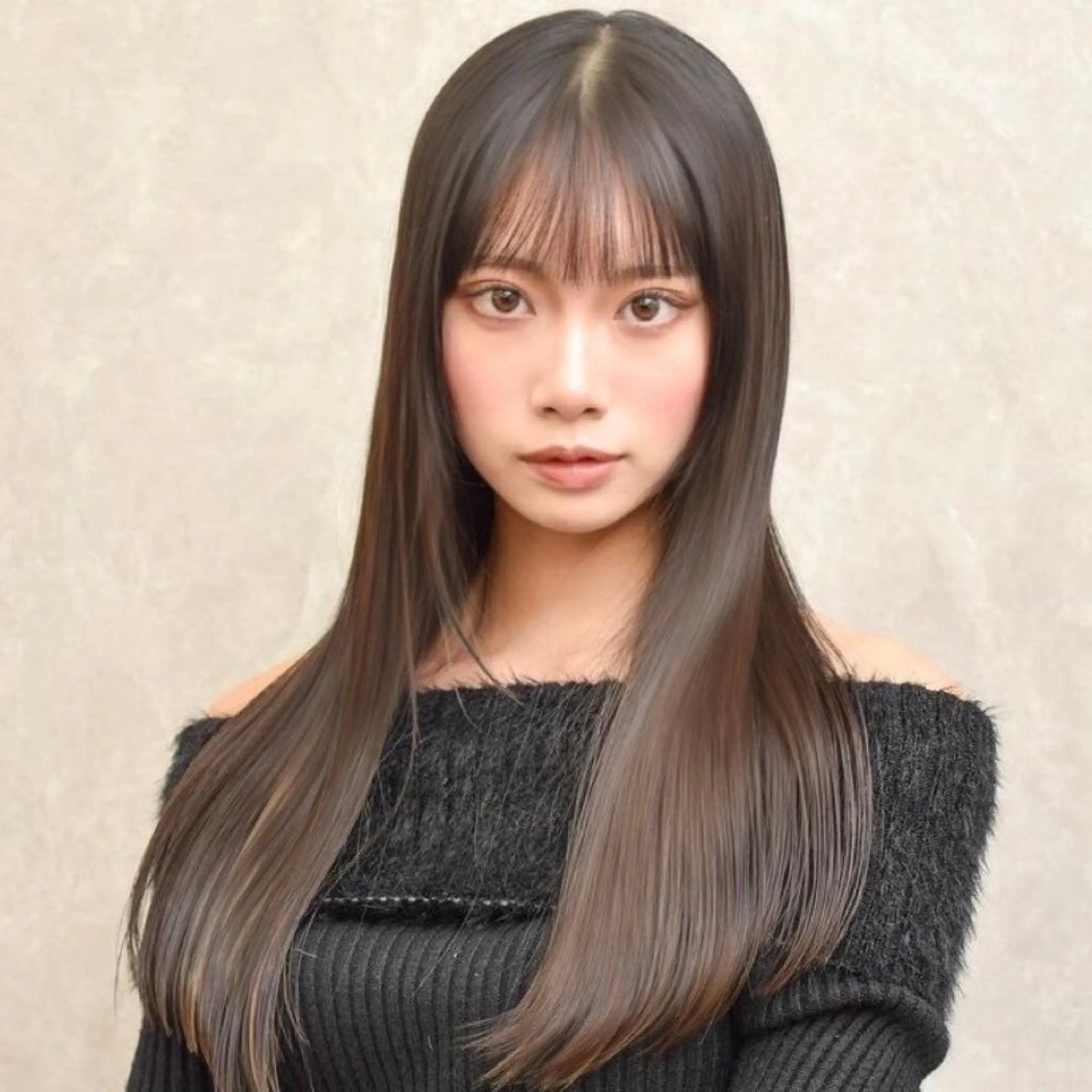 ロング カラー 顔まわりレイヤー 顔周りカット 髪質改善 韓国風ヘア レイヤーカット カット ヘアカラー トリートメント なんば/透明感カラー 韓国ヘア/田之上千尋のヘアスタイル