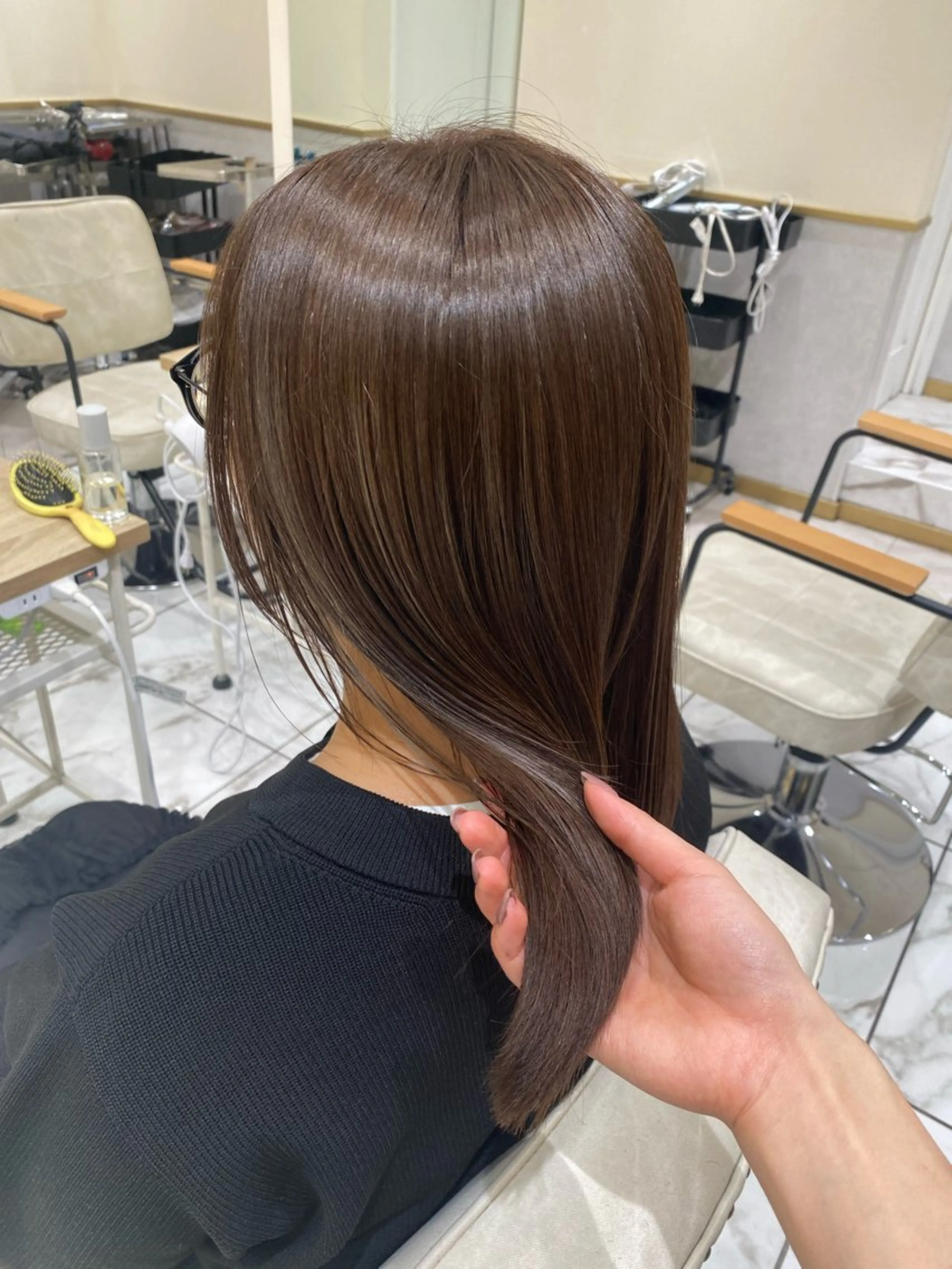 ミディアム カラー カット ヘアカラー トリートメント hina☺︎ 髪質改善/ストレートのヘアスタイル