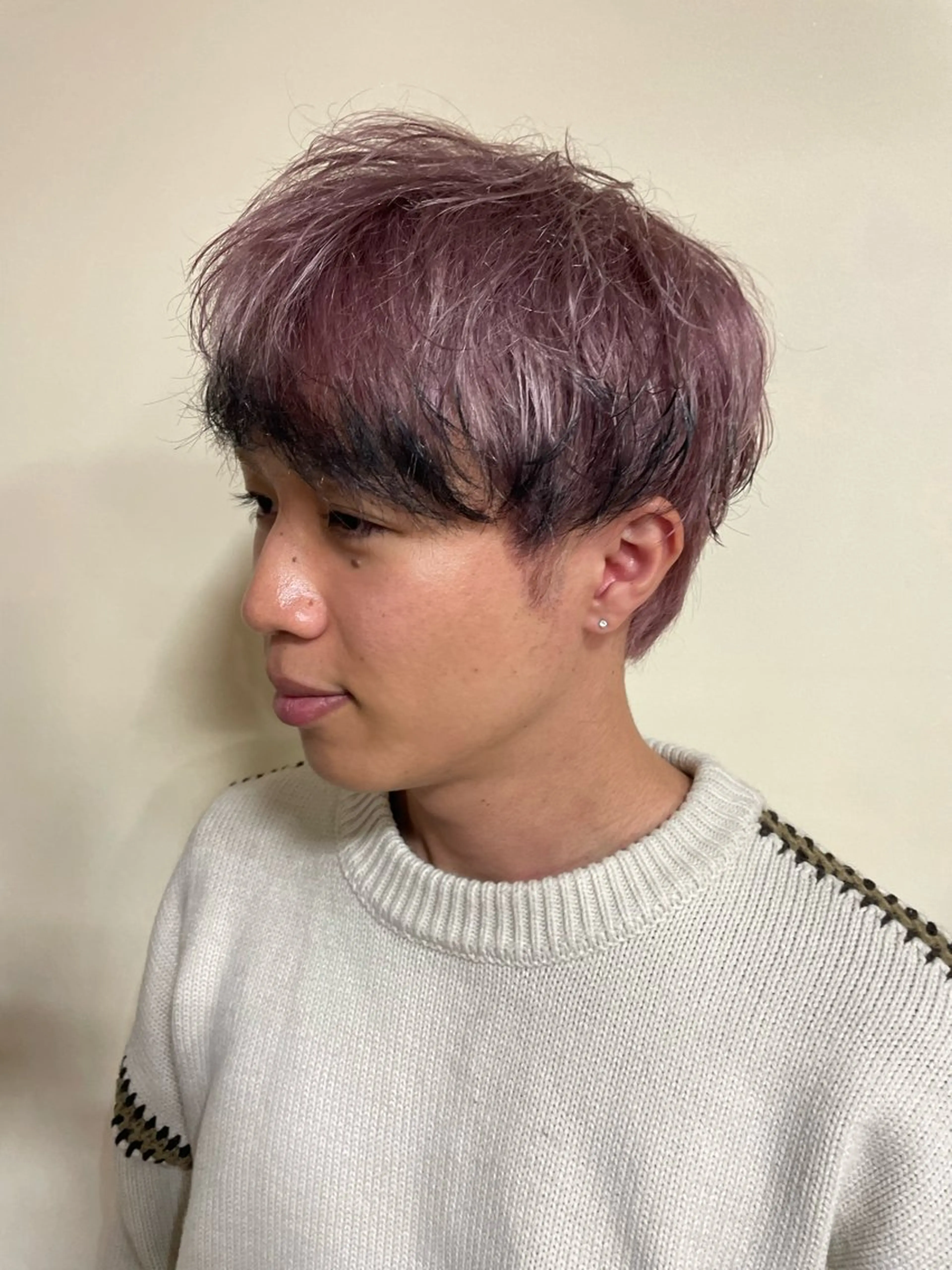 ショート カラー メンズ ピンクカラー ヘアカラー boucle所属・浅岡 昭汰のヘアスタイル