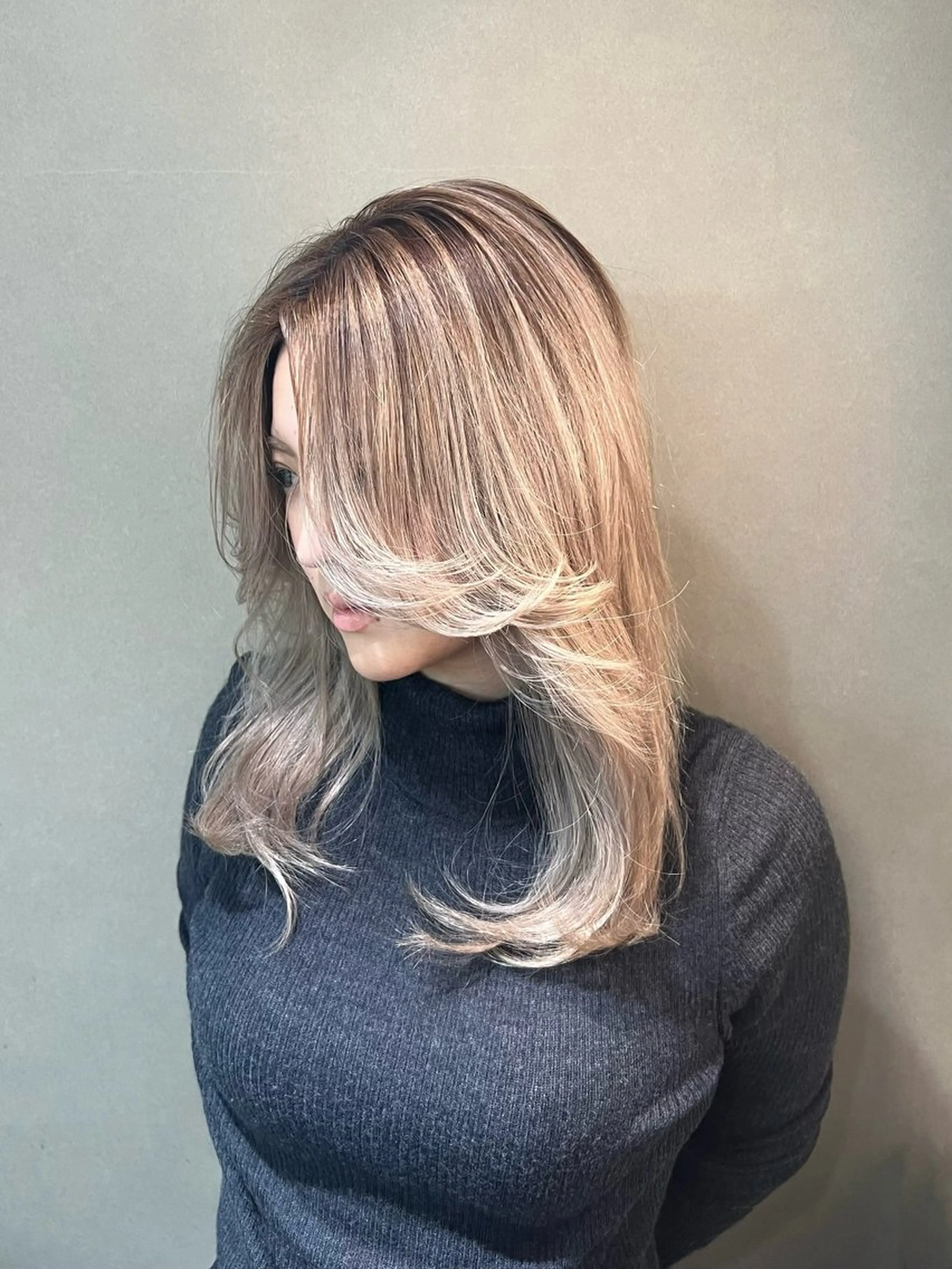 セミロング カラー カット ヘアカラー 💖難波レイヤー カット💖ツバサのヘアスタイル
