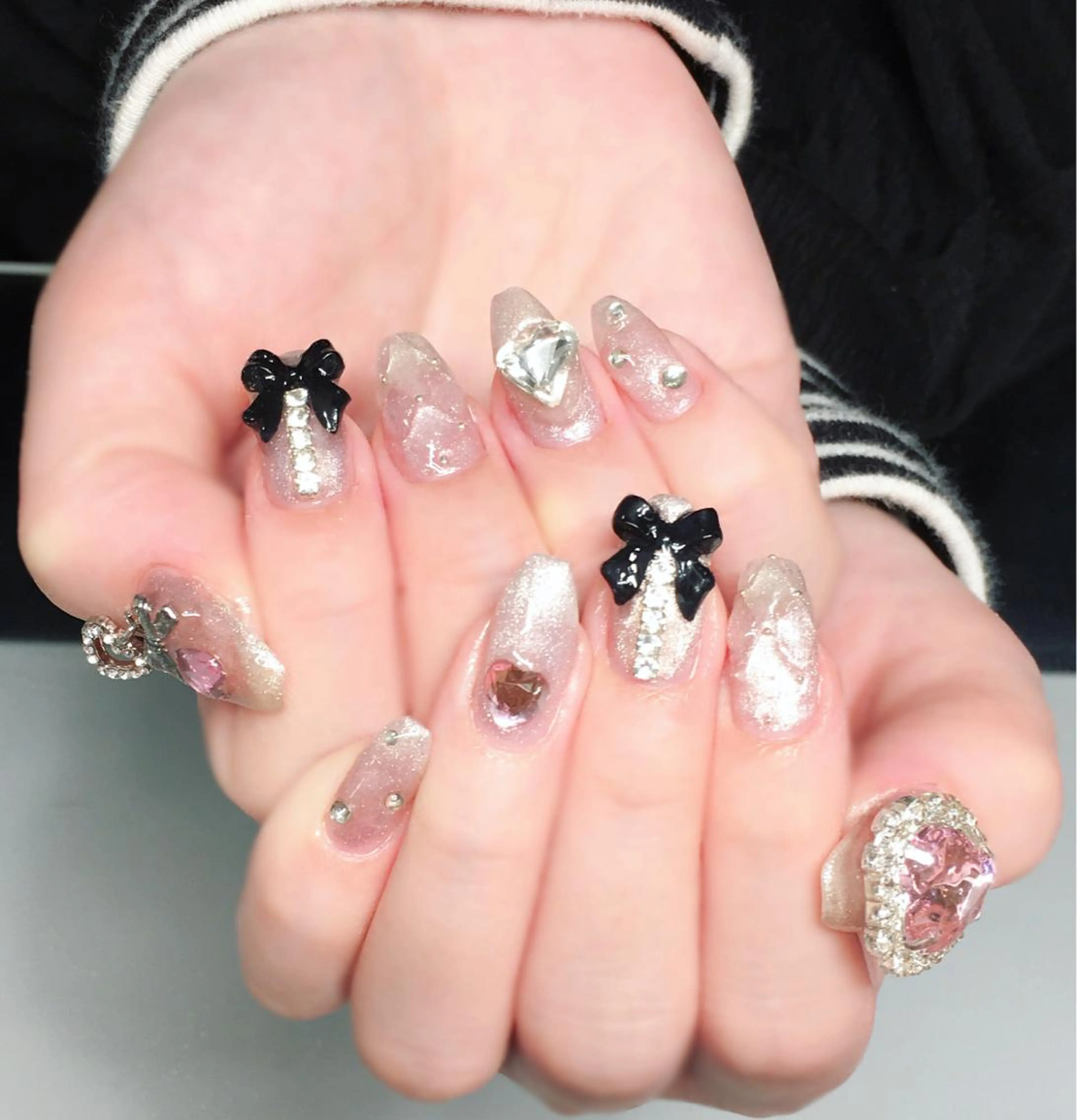 ネイル ジェルネイル ハート 氷ネイル・うるうるネイル キラキラネイル マグネットネイル Nyanco Nailのネイルデザイン