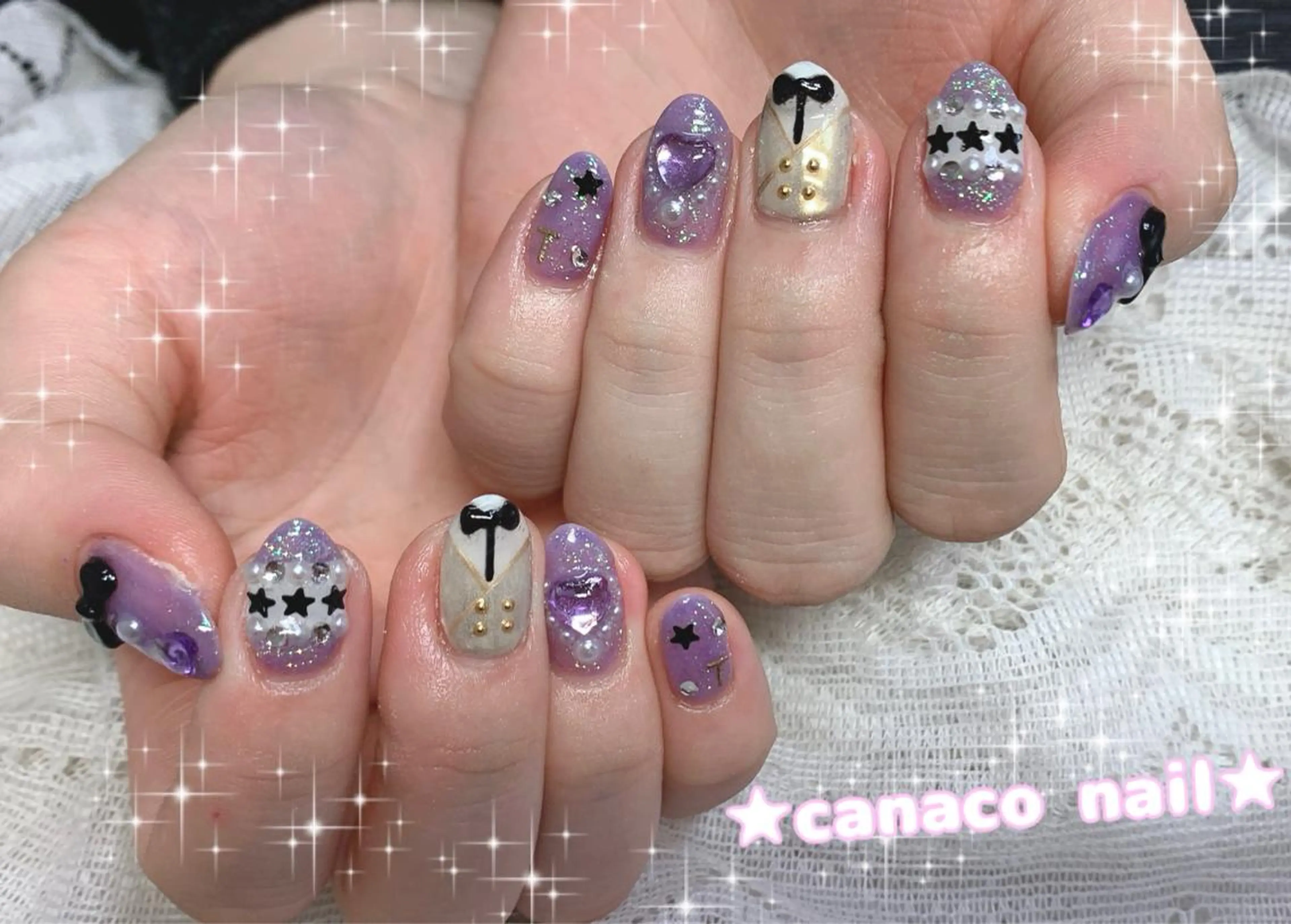 ネイル アートネイル ジェルネイル パラジェル ストーンネイル ハンドネイル ハンドケア Felice所属・ベテランネイル cnc  nailのネイルデザイン