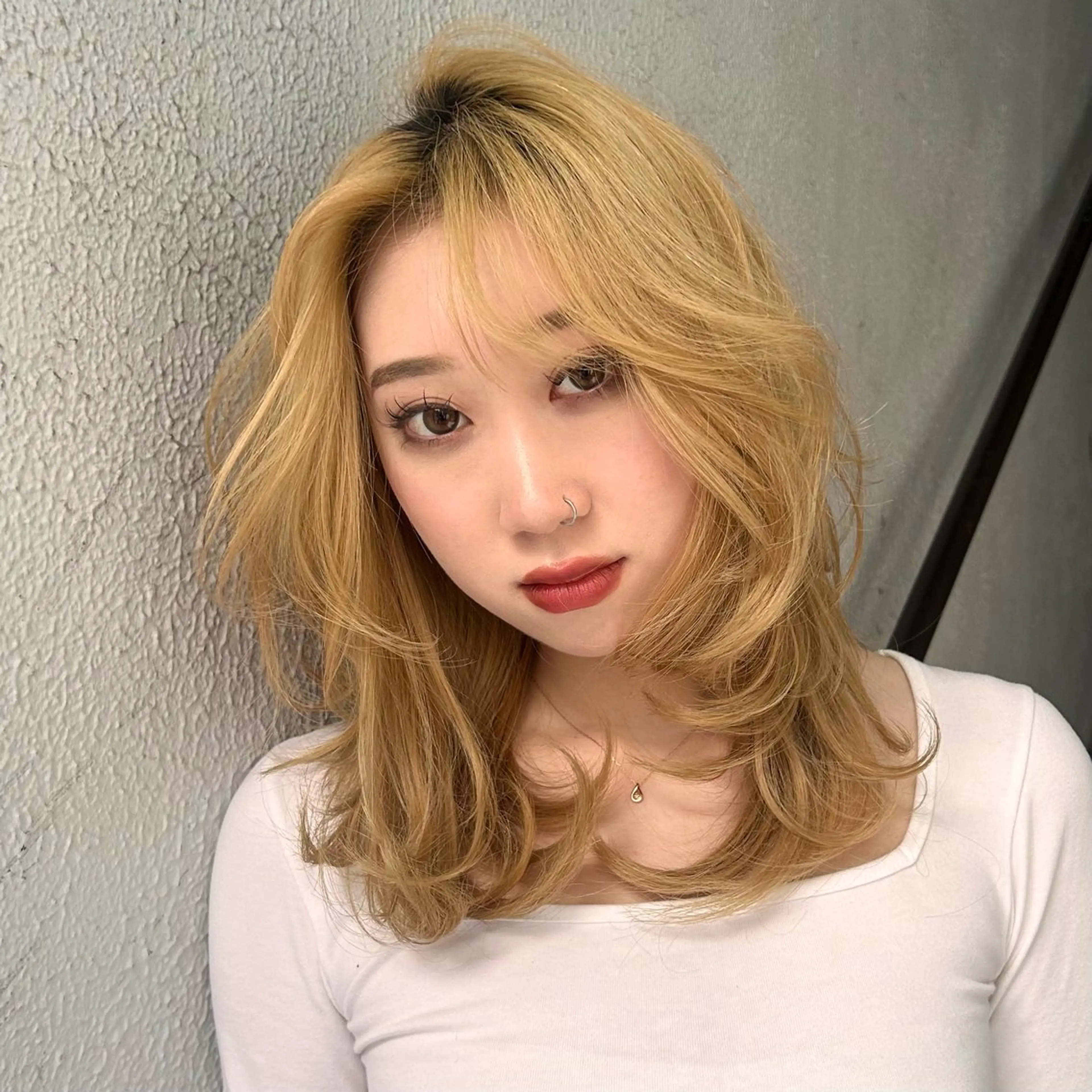 セミロング ヘアカラー 透明感カラー/ トリートメントのヘアスタイル